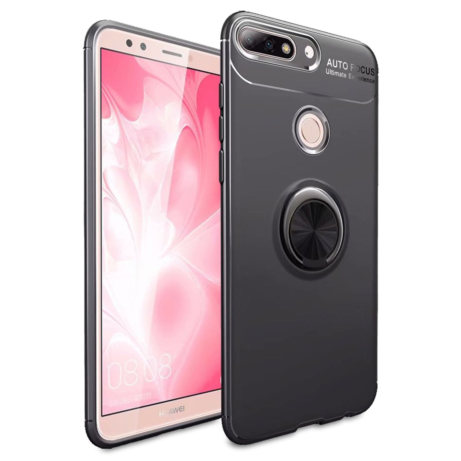 NALIA Ring Hülle kompatibel mit Huawei Y7 2018, Silikon Cover für KFZ Halterung Default Title NALIA Protective Hülle