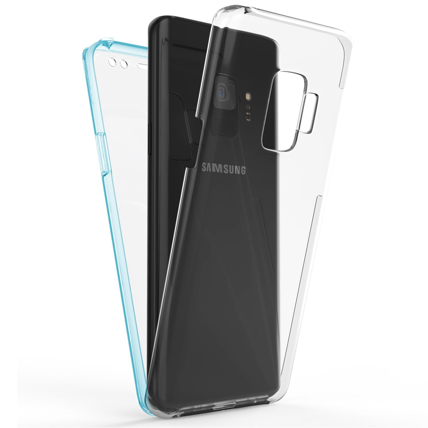 NALIA 360 Grad Handy Hülle für Samsung Galaxy S9, Full Cover Case Bumper Etui Transparent NALIA Transparente Hülle