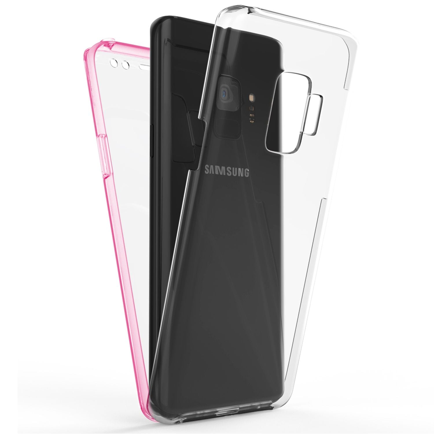 NALIA 360 Grad Handy Hülle für Samsung Galaxy S9, Full Cover Case Bumper Etui Transparent NALIA Transparente Hülle