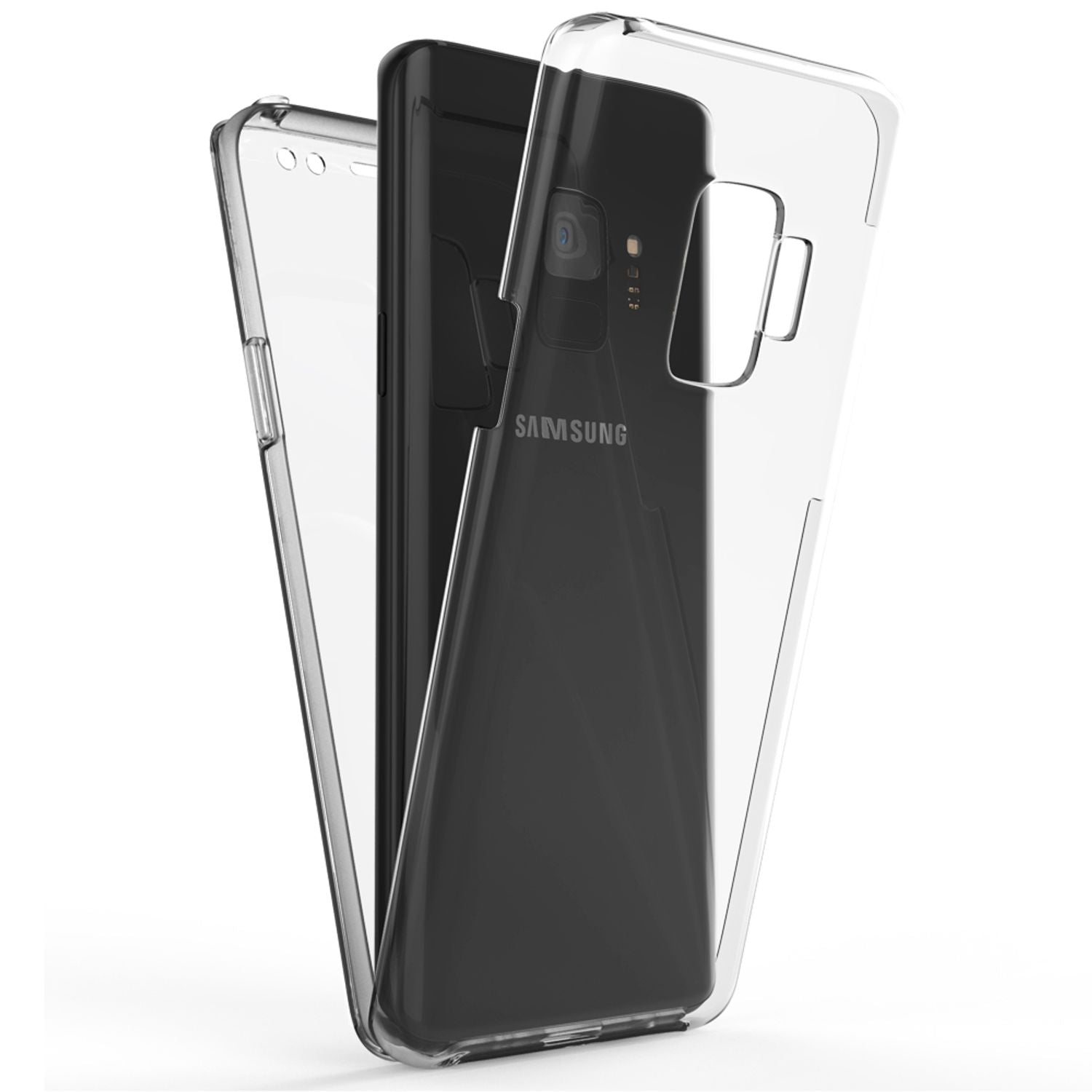 NALIA 360 Grad Handy Hülle für Samsung Galaxy S9, Full Cover Case Bumper Etui Transparent NALIA Transparente Hülle