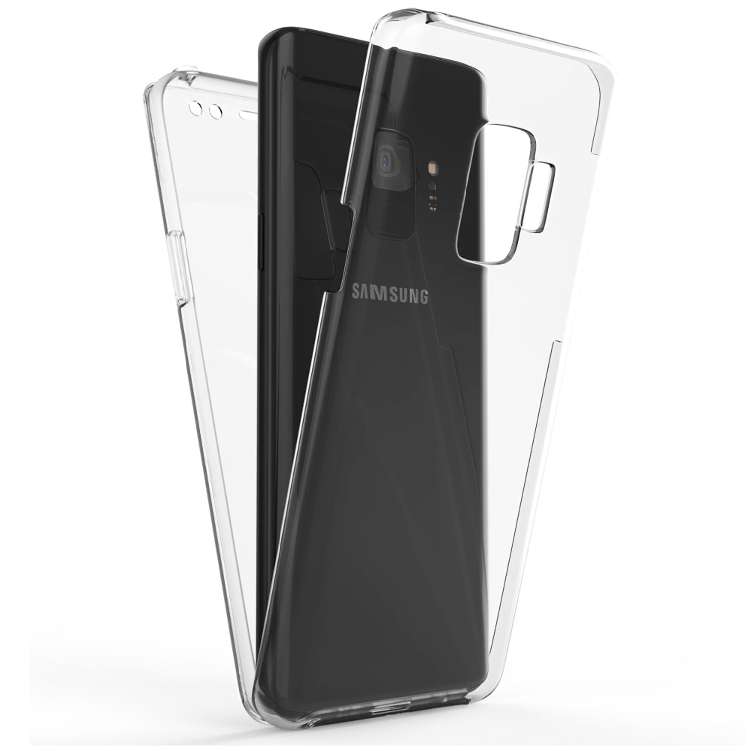 NALIA 360 Grad Handy Hülle für Samsung Galaxy S9, Full Cover Case Bumper Etui Transparent NALIA Transparente Hülle