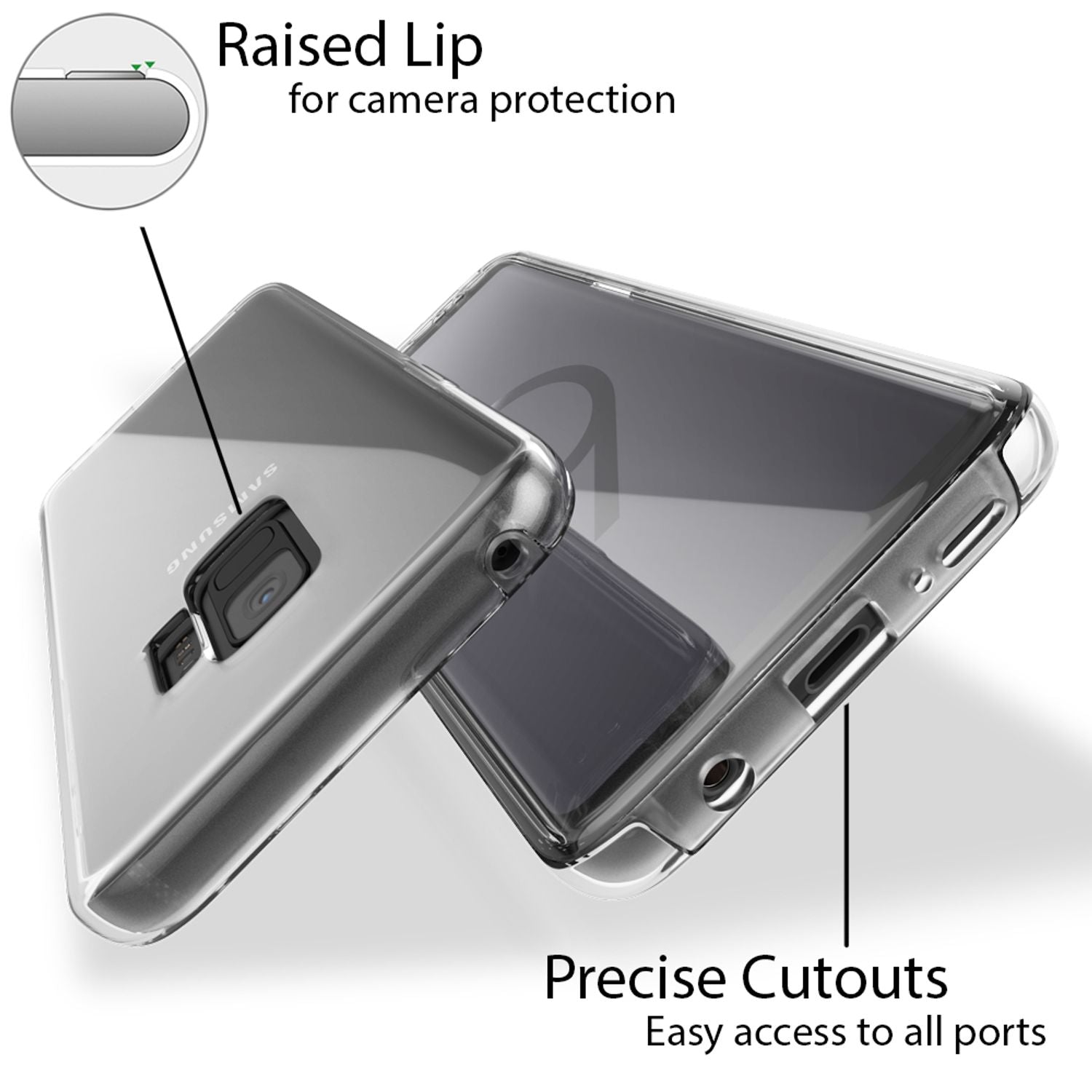 NALIA 360 Grad Handy Hülle für Samsung Galaxy S9, Full Cover Case Bumper Etui Transparent NALIA Transparente Hülle