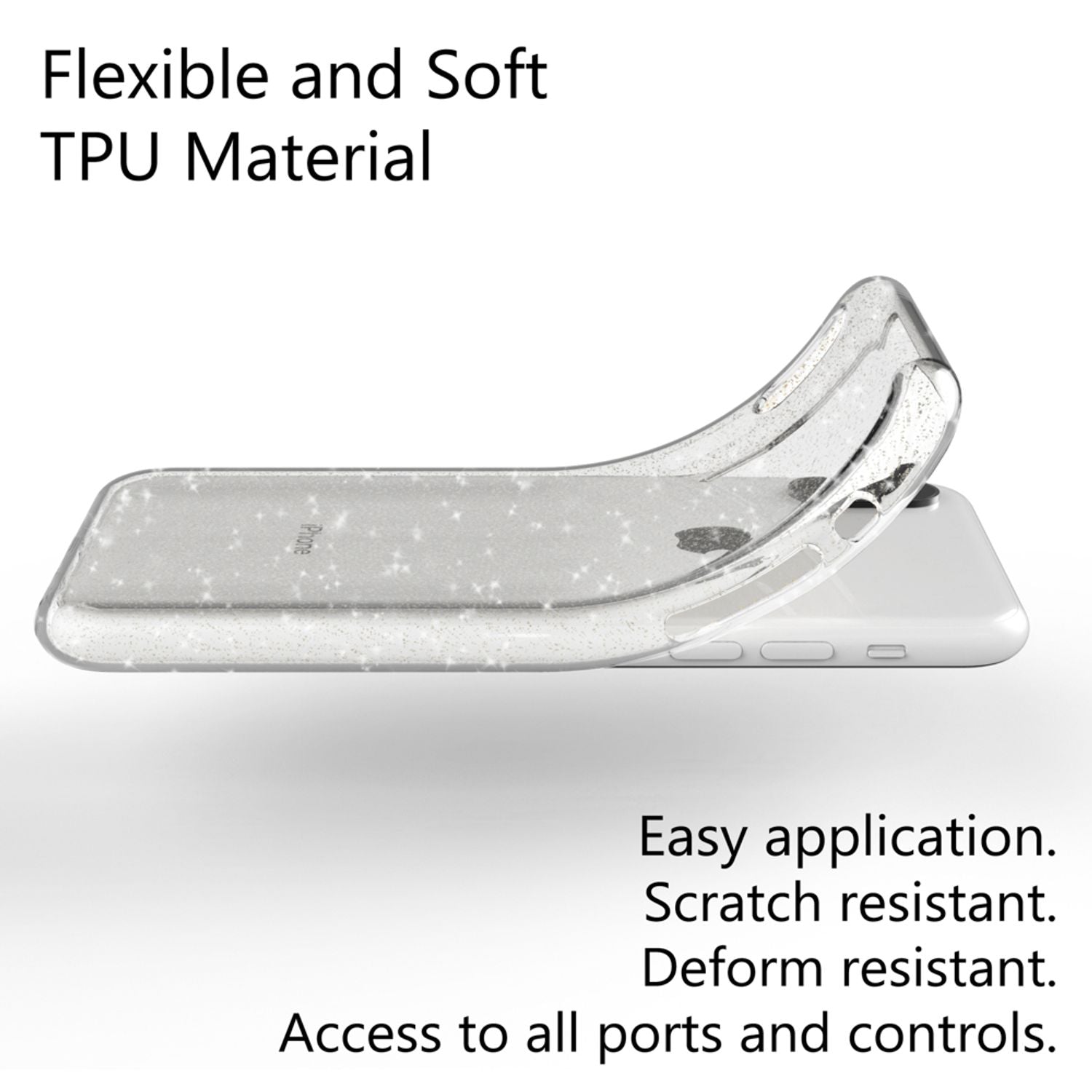 NALIA Handyhülle für iPhone XS Max, Glitzer Ultra Slim Silikon Case Back Cover Transparent NALIA Transparente Hülle