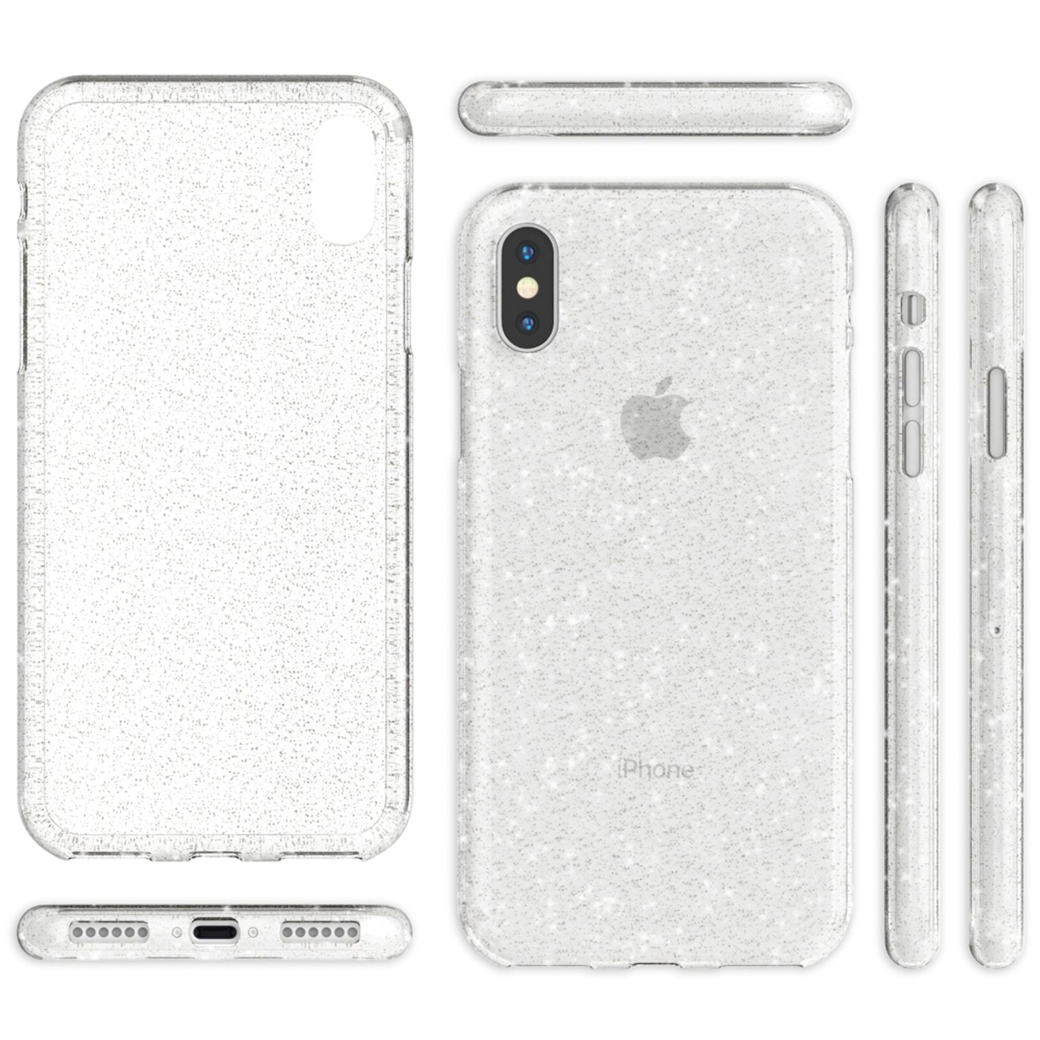 NALIA Handyhülle für iPhone XS Max, Glitzer Ultra Slim Silikon Case Back Cover Transparent NALIA Transparente Hülle