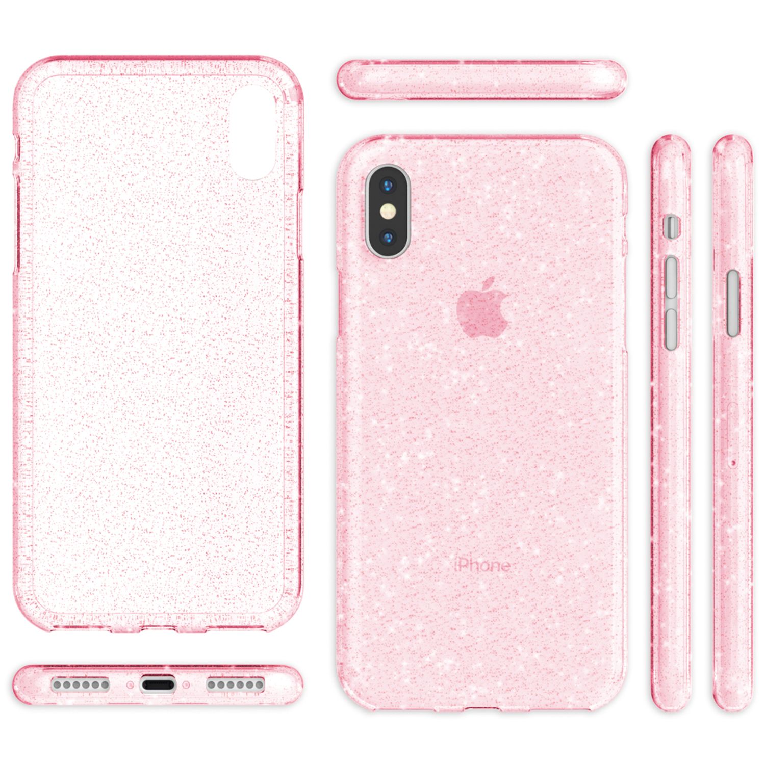 NALIA Handyhülle für iPhone XS Max, Glitzer Ultra Slim Silikon Case Back Cover Transparent NALIA Transparente Hülle