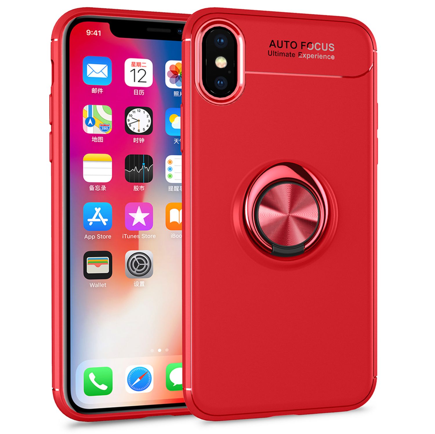 NALIA Ring Hülle für Apple iPhone XS X, Cover magnetisches Silikon Handy Case Schwarz NALIA Protective Hülle