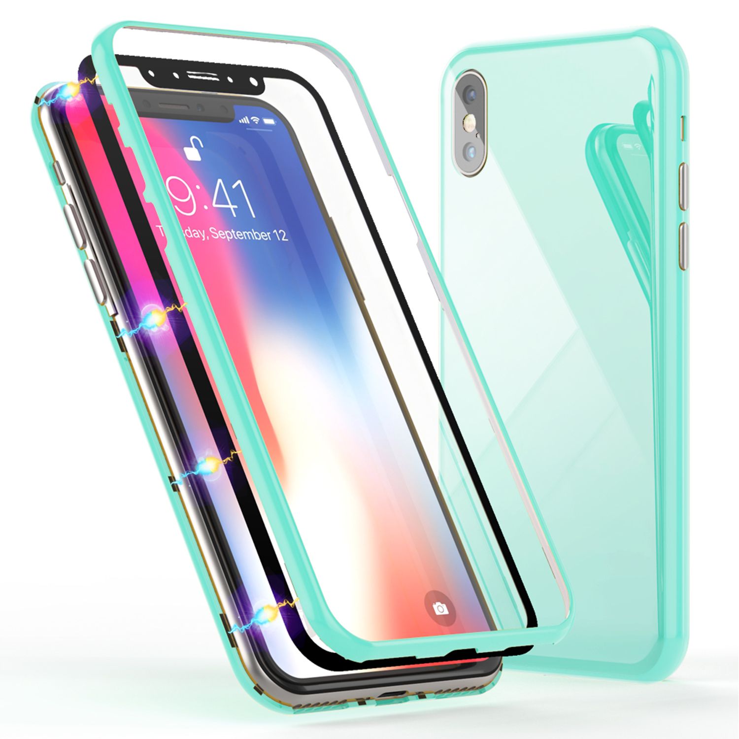 NALIA 360° Magnet Hülle für iPhone XS Max, Slim Hard Case mit Display Schutz Gelb NALIA