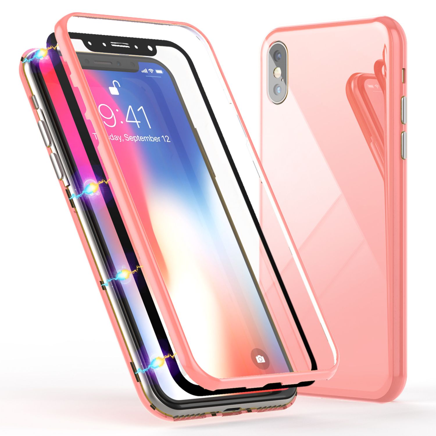 NALIA 360° Magnet Hülle für iPhone XS Max, Slim Hard Case mit Display Schutz Gelb NALIA