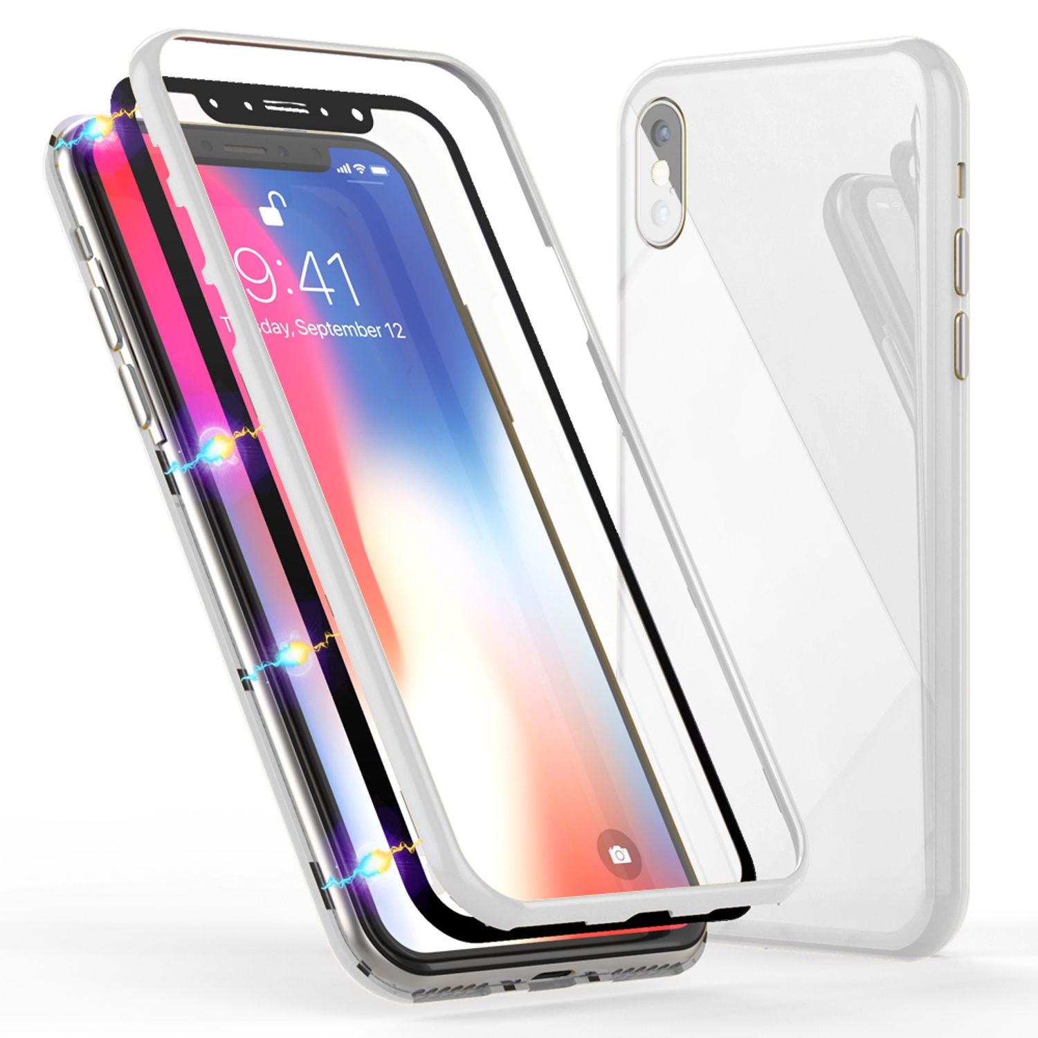 NALIA 360° Magnet Hülle für iPhone XS Max, Slim Hard Case mit Display Schutz Gelb NALIA