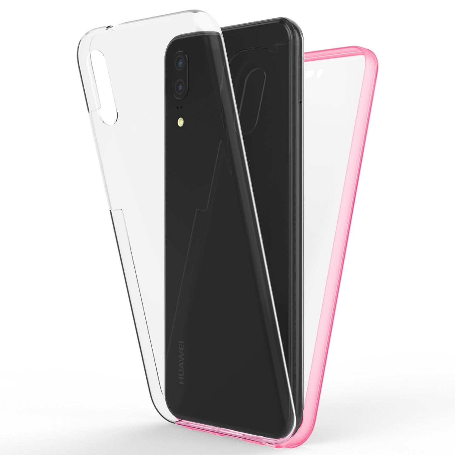 NALIA 360 Grad Handy Hülle für Huawei P20, Full Cover Case Bumper Displayschutz Transparent NALIA Transparente Hülle