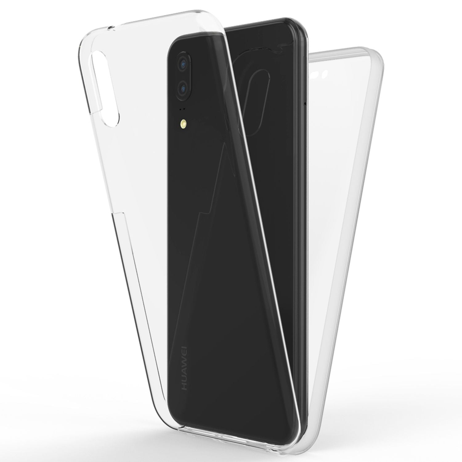 NALIA 360 Grad Handy Hülle für Huawei P20, Full Cover Case Bumper Displayschutz Transparent NALIA Transparente Hülle
