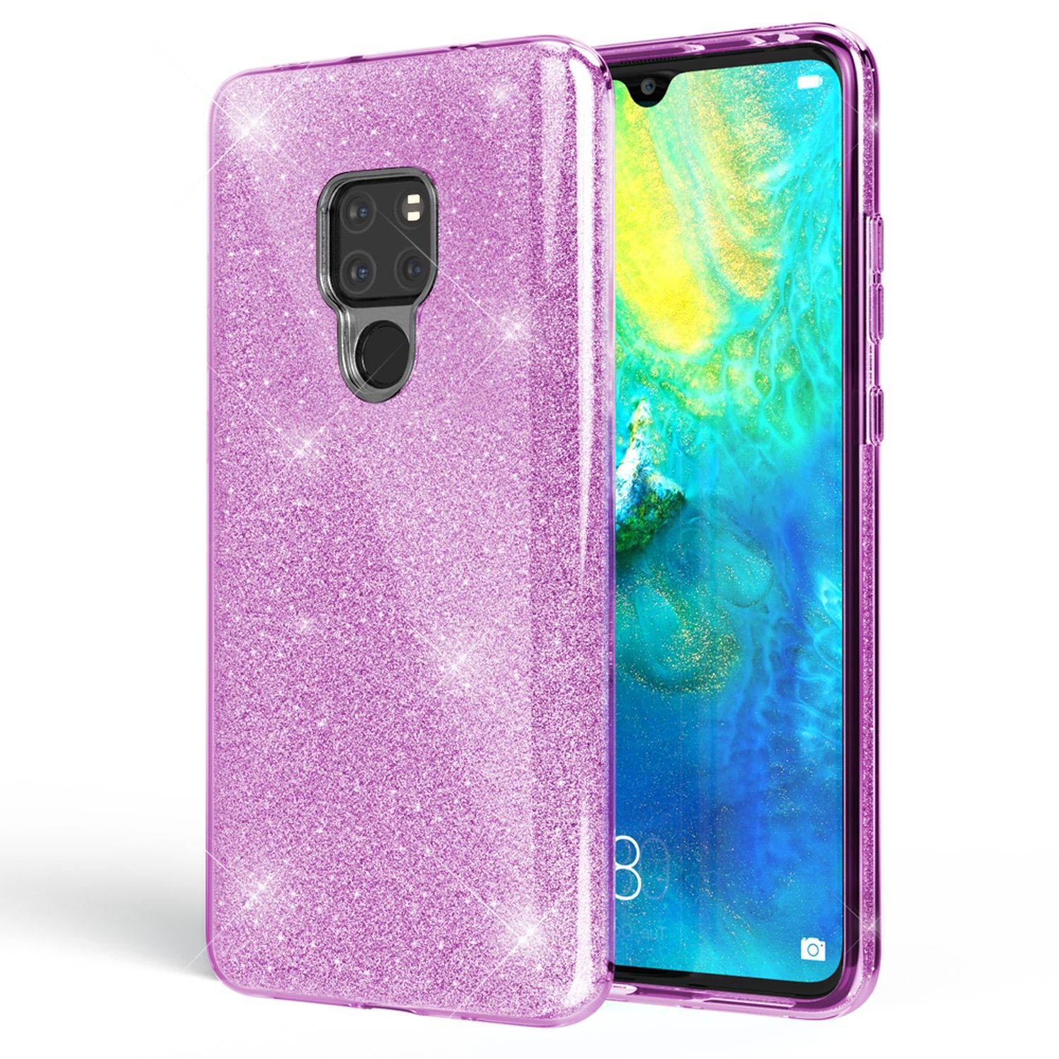 NALIA Handyhülle für Huawei Mate20, Glitzer Slim Silikon Case Cover Schutzhülle Lila NALIA Protective Hülle