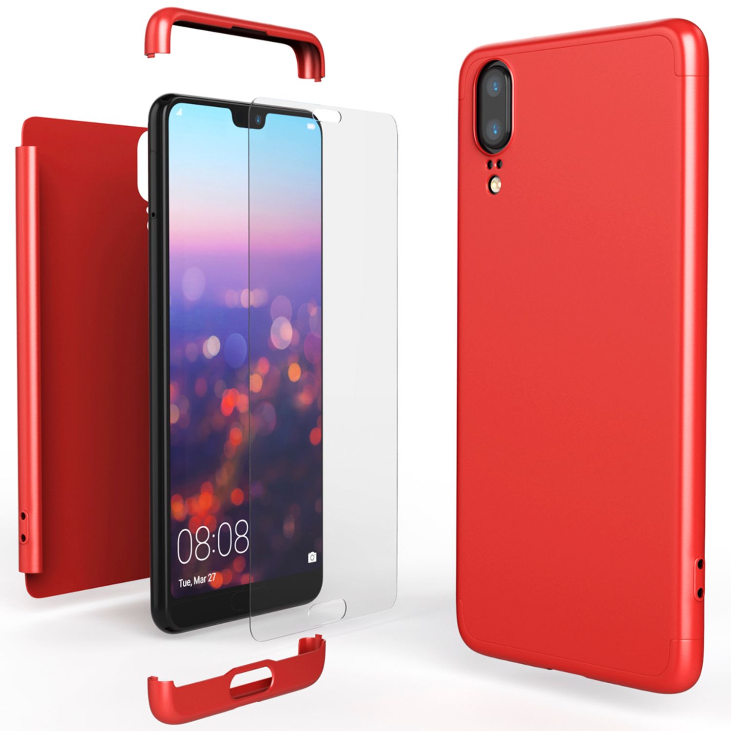 Huawei P20 Hülle 360 Grad Handyhülle mit Displayschutz von NALIA, 360° Cover Case NALIA