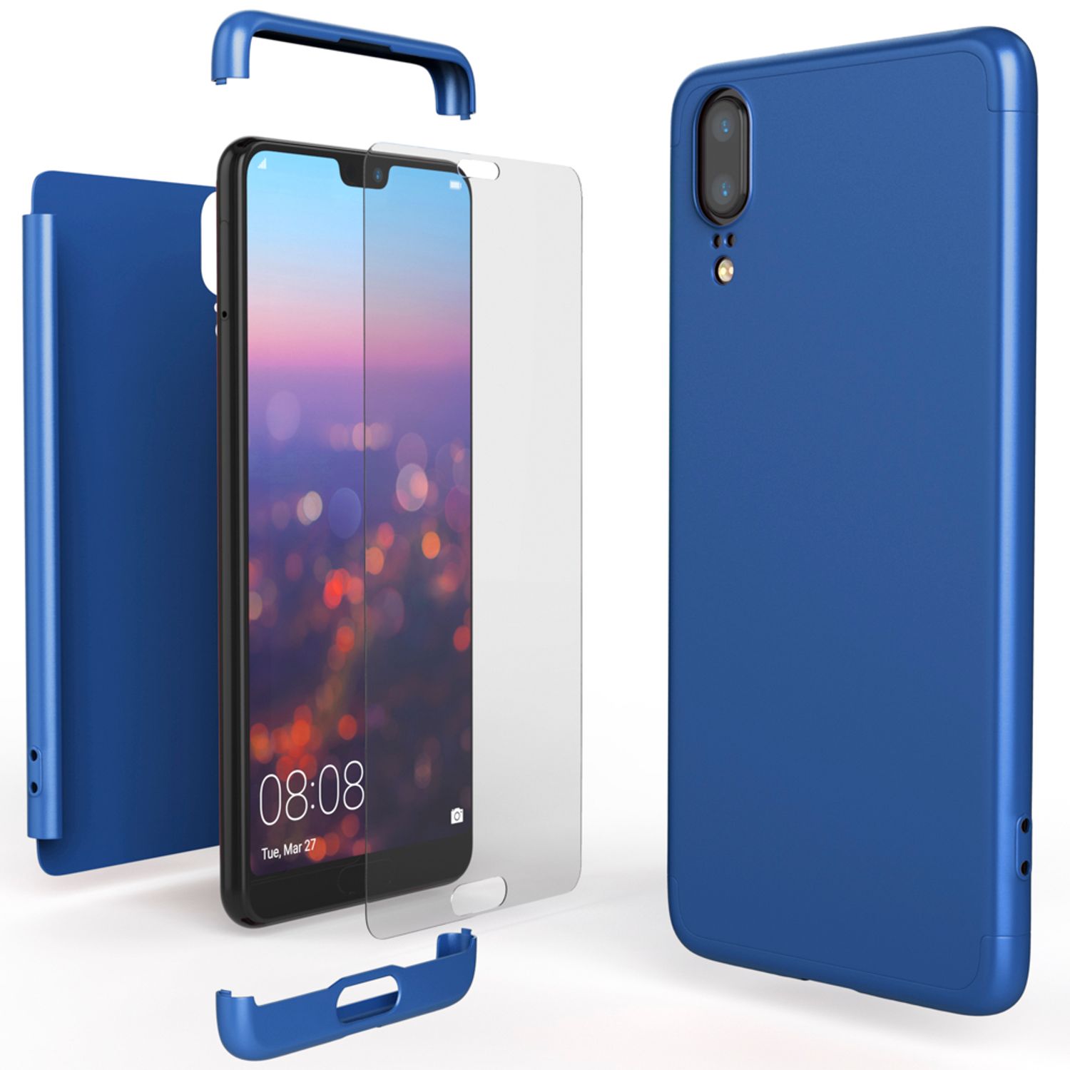 Huawei P20 Hülle 360 Grad Handyhülle mit Displayschutz von NALIA, 360° Cover Case NALIA