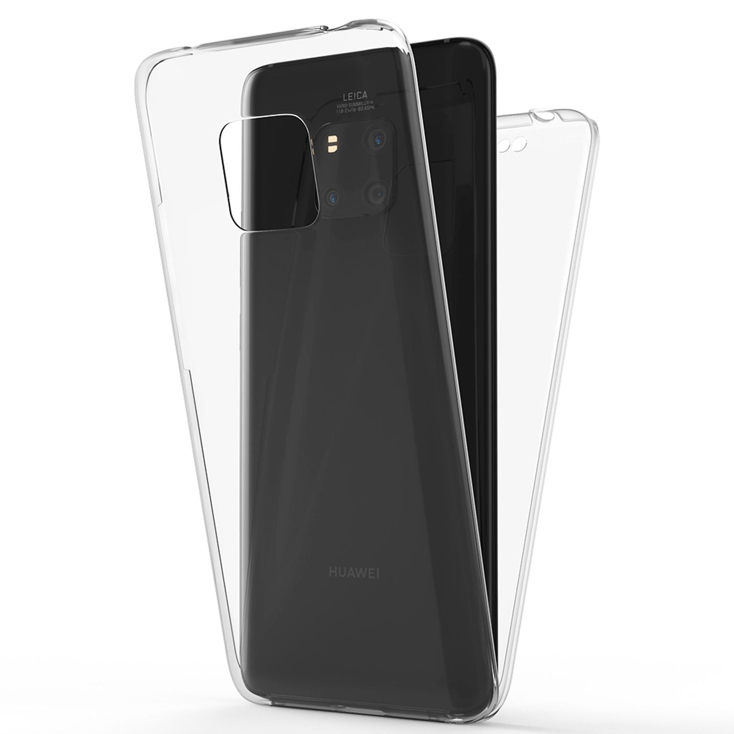 NALIA 360 Grad Handy Hülle für Huawei Mate20 Pro, Full Cover Case Bumper Etui Transparent NALIA Transparente Hülle