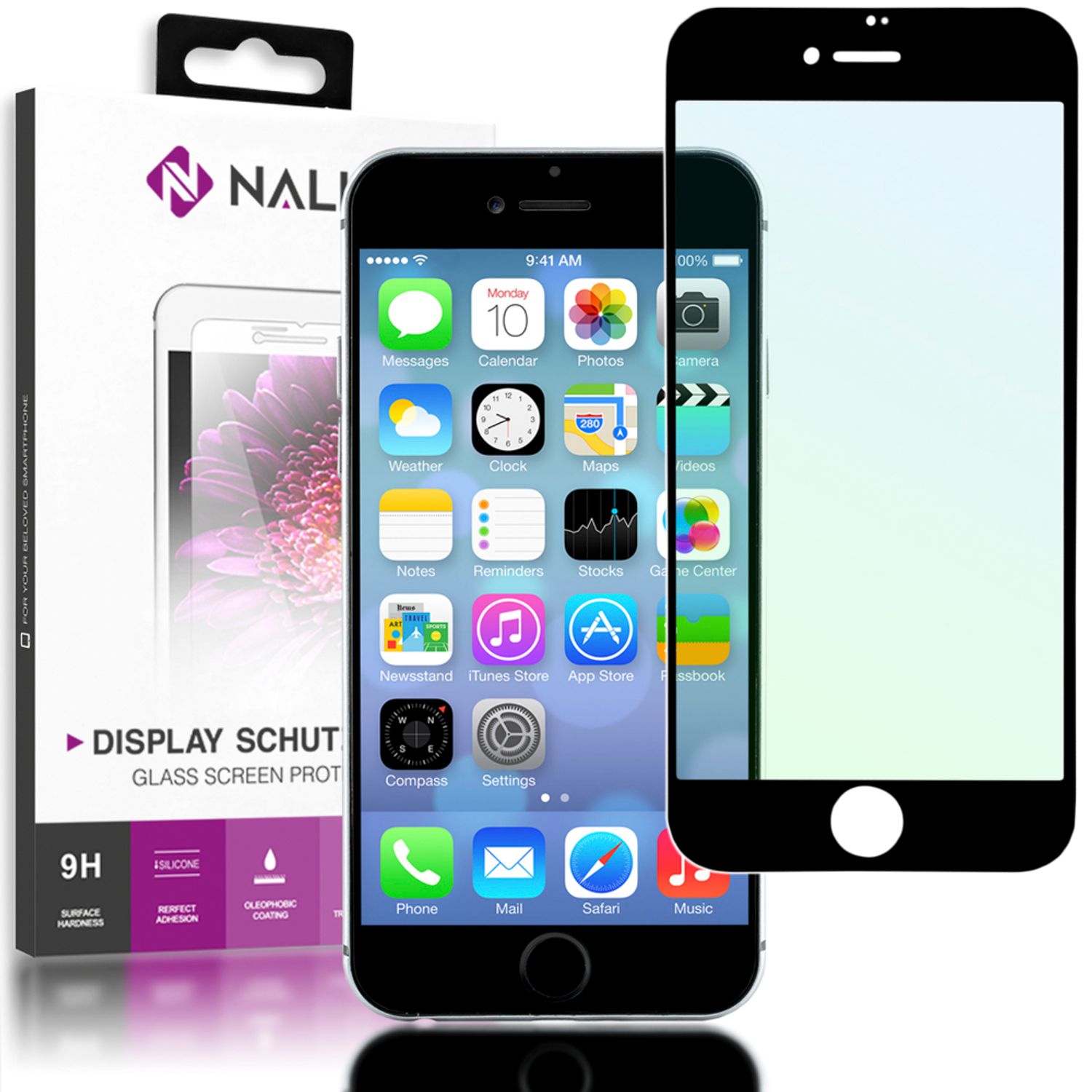 NALIA Schutzglas für iPhone 8 Plus / 7 Plus, 5D Full Cover Display Schutz Folie Schwarz NALIA