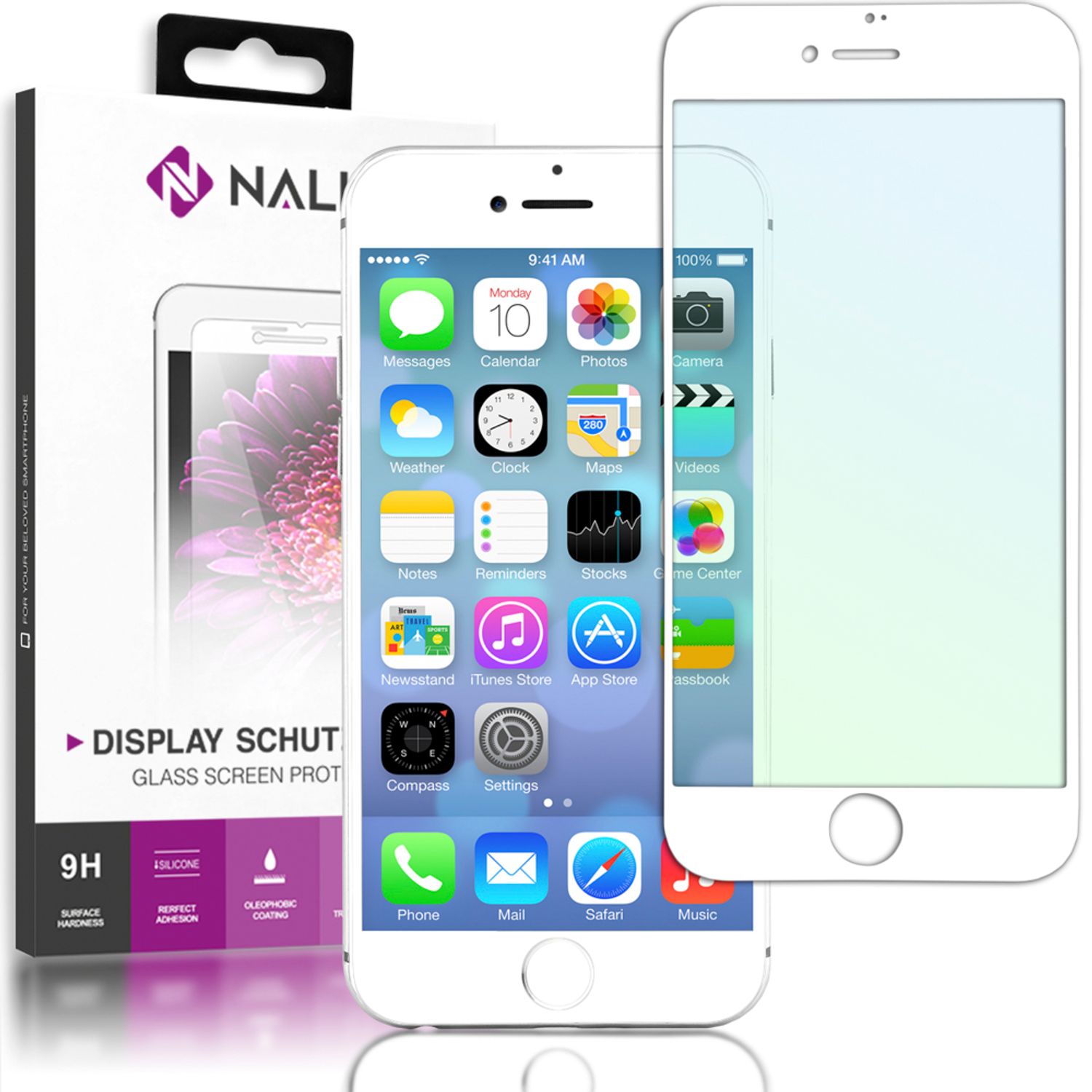 NALIA Schutzglas für iPhone 8 Plus / 7 Plus, 5D Full Cover Display Schutz Folie Schwarz NALIA