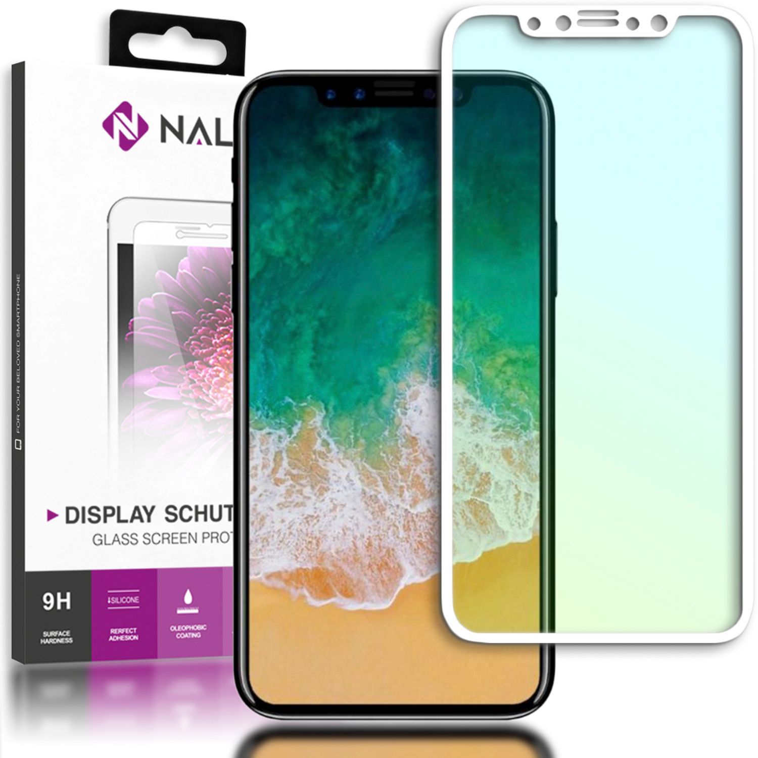 NALIA Schutzglas für iPhone 11 Pro / iPhone X XS, Full Display Screen Schutz Weiß NALIA GlasSchutz