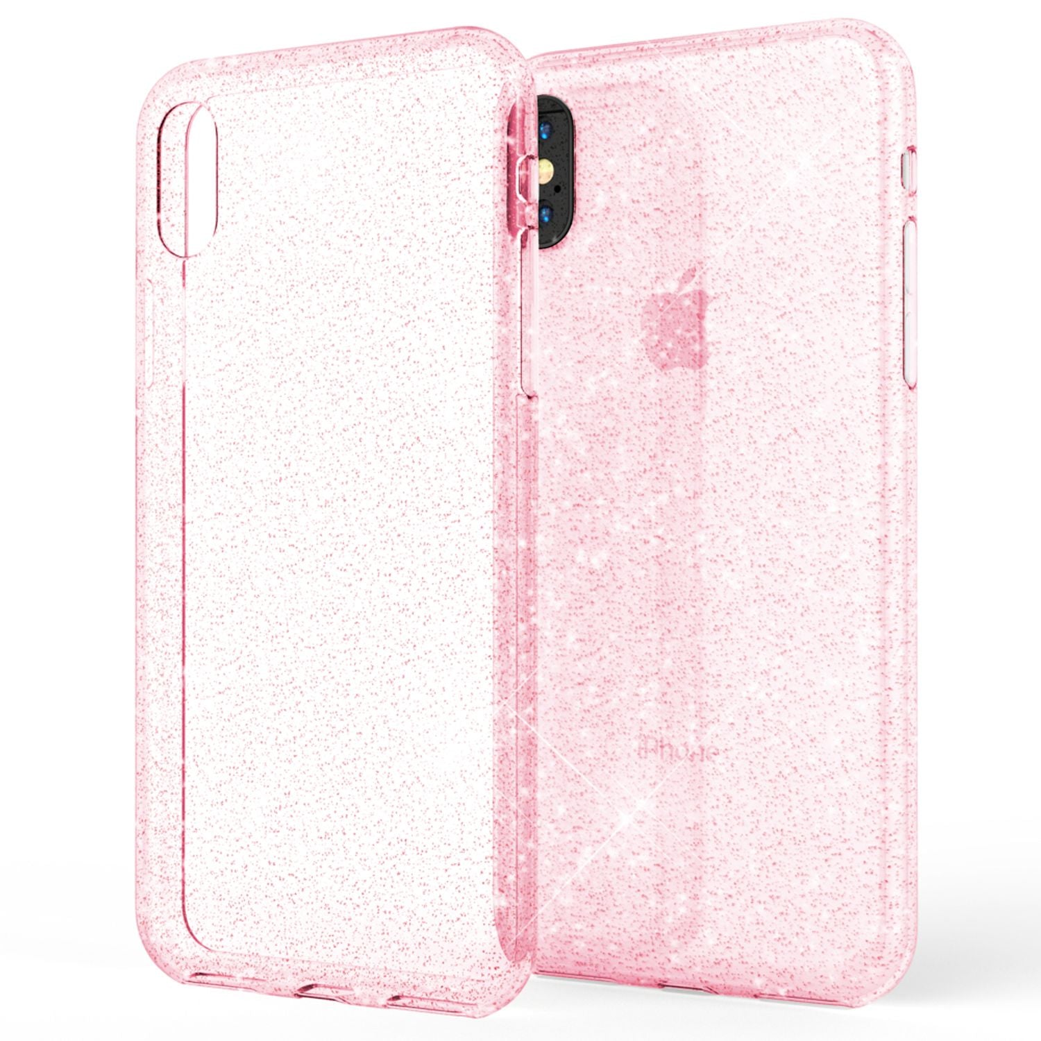 NALIA Handy Hülle für Apple iPhone X XS, Glitzer Case Cover Slim Silikon Bumper Transparent NALIA Transparente Hülle