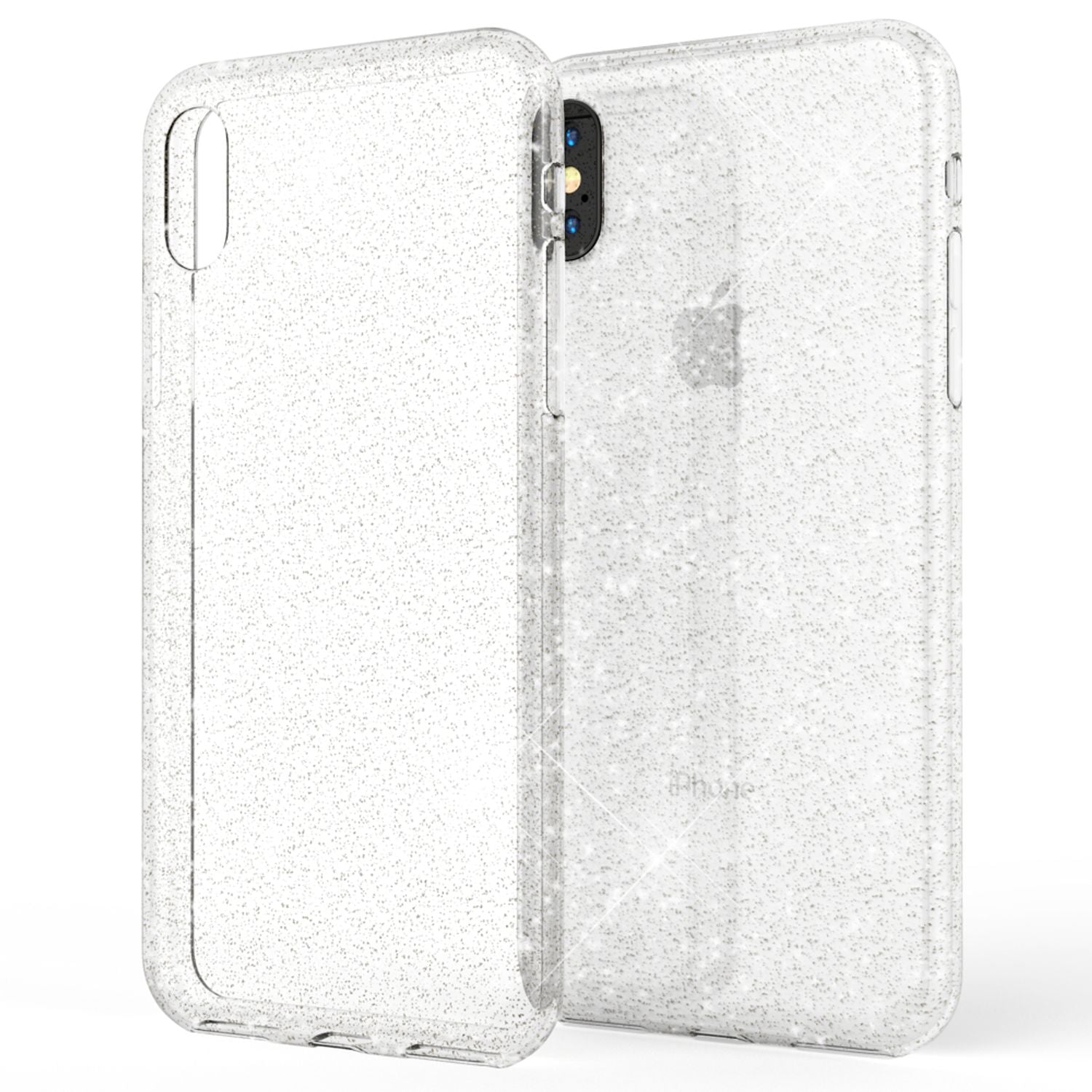 NALIA Handy Hülle für Apple iPhone X XS, Glitzer Case Cover Slim Silikon Bumper Transparent NALIA Transparente Hülle