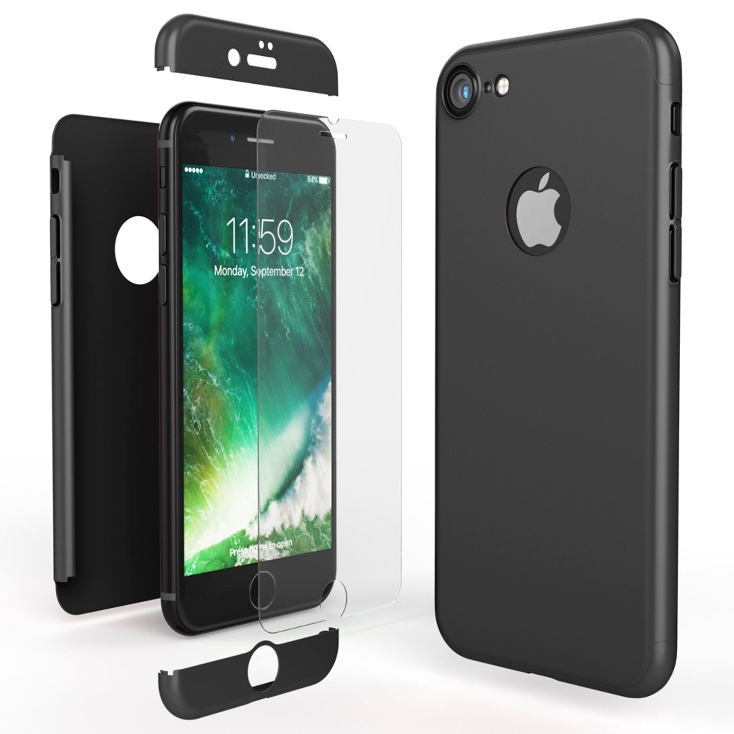 iPhone 7 Hülle 360 Grad Handyhülle mit Displayschutz von NALIA, 360° Cover Case Rot NALIA