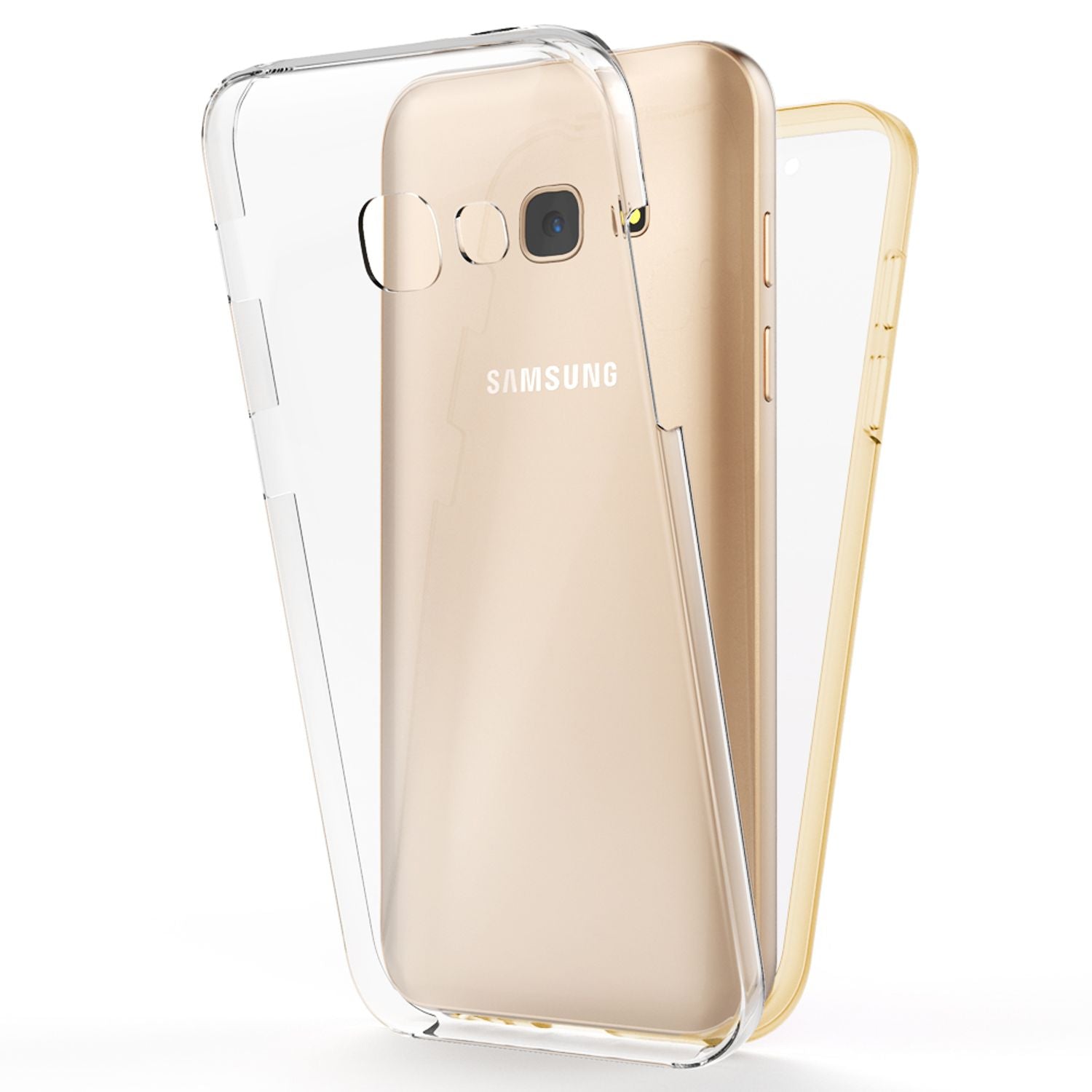 NALIA 360 Grad Handy Hülle für Samsung Galaxy A5 2017, Full Cover Case Bumper Transparent NALIA Transparente Hülle