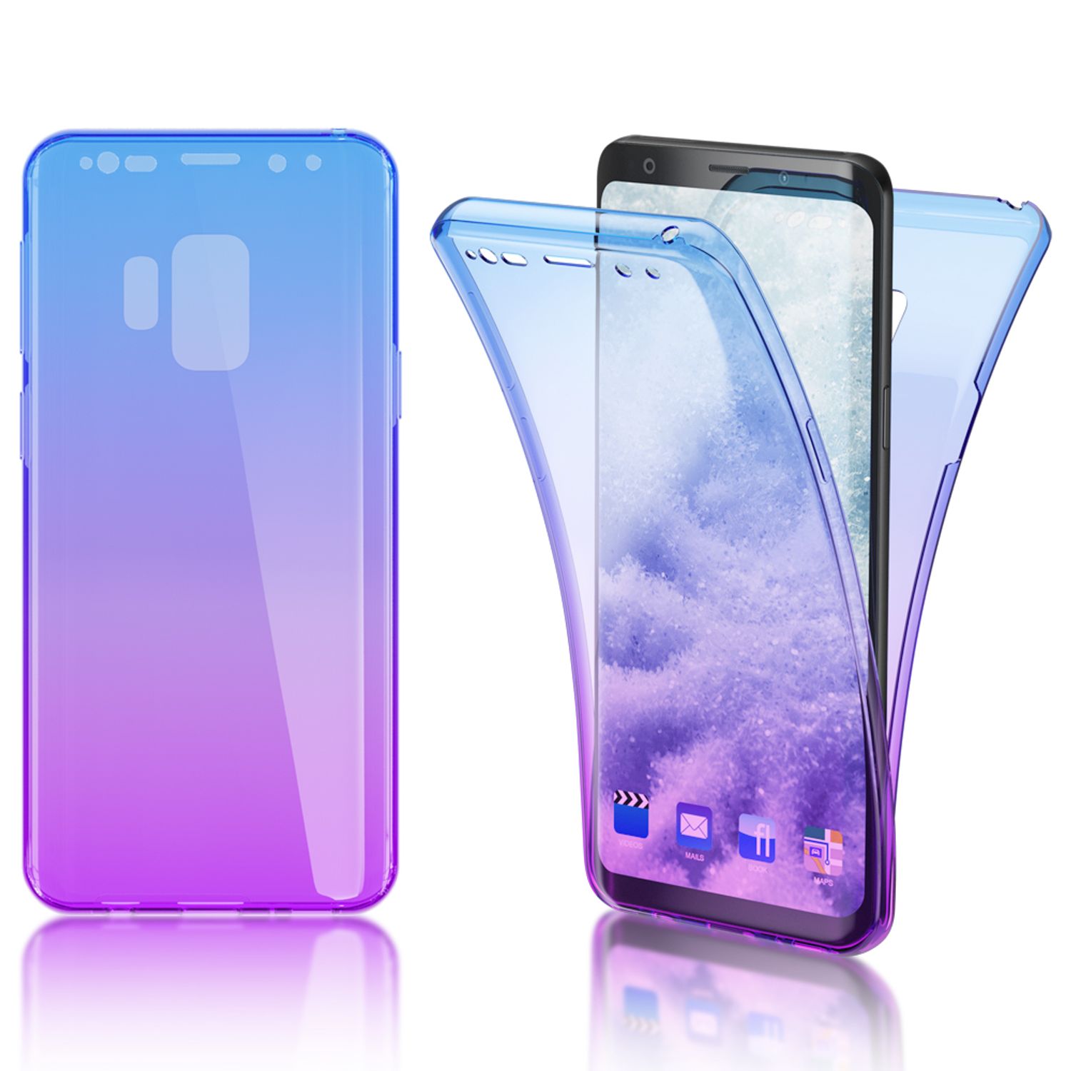 Samsung Galaxy S9 360 Grad Handy Hülle von NALIA Full Cover vorne & hinten Rundum Transparent NALIA