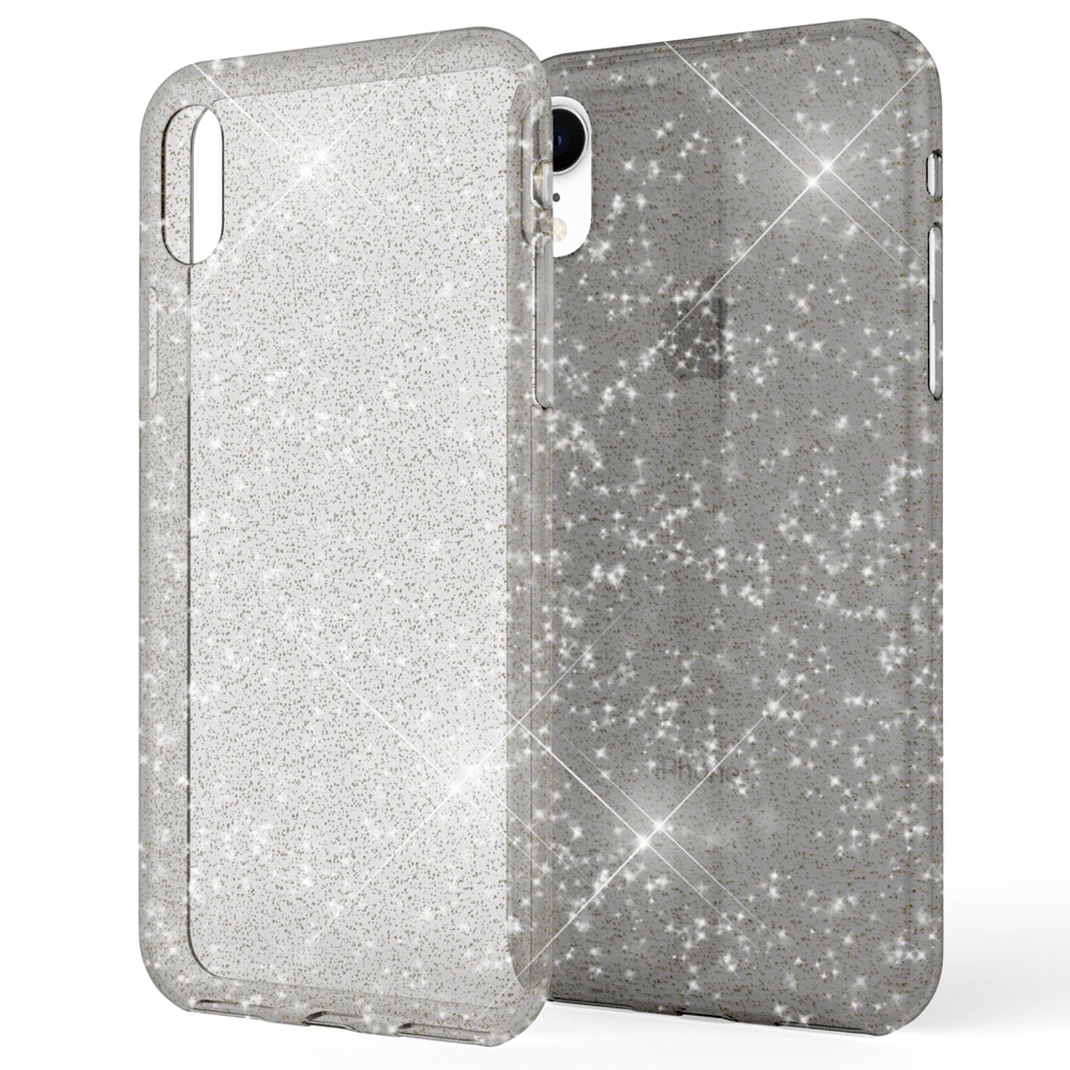 NALIA Handyhülle für iPhone XR, Glitzer Slim Silikon-Case Cover Etui Schutzhülle Transparent NALIA Transparente Hülle