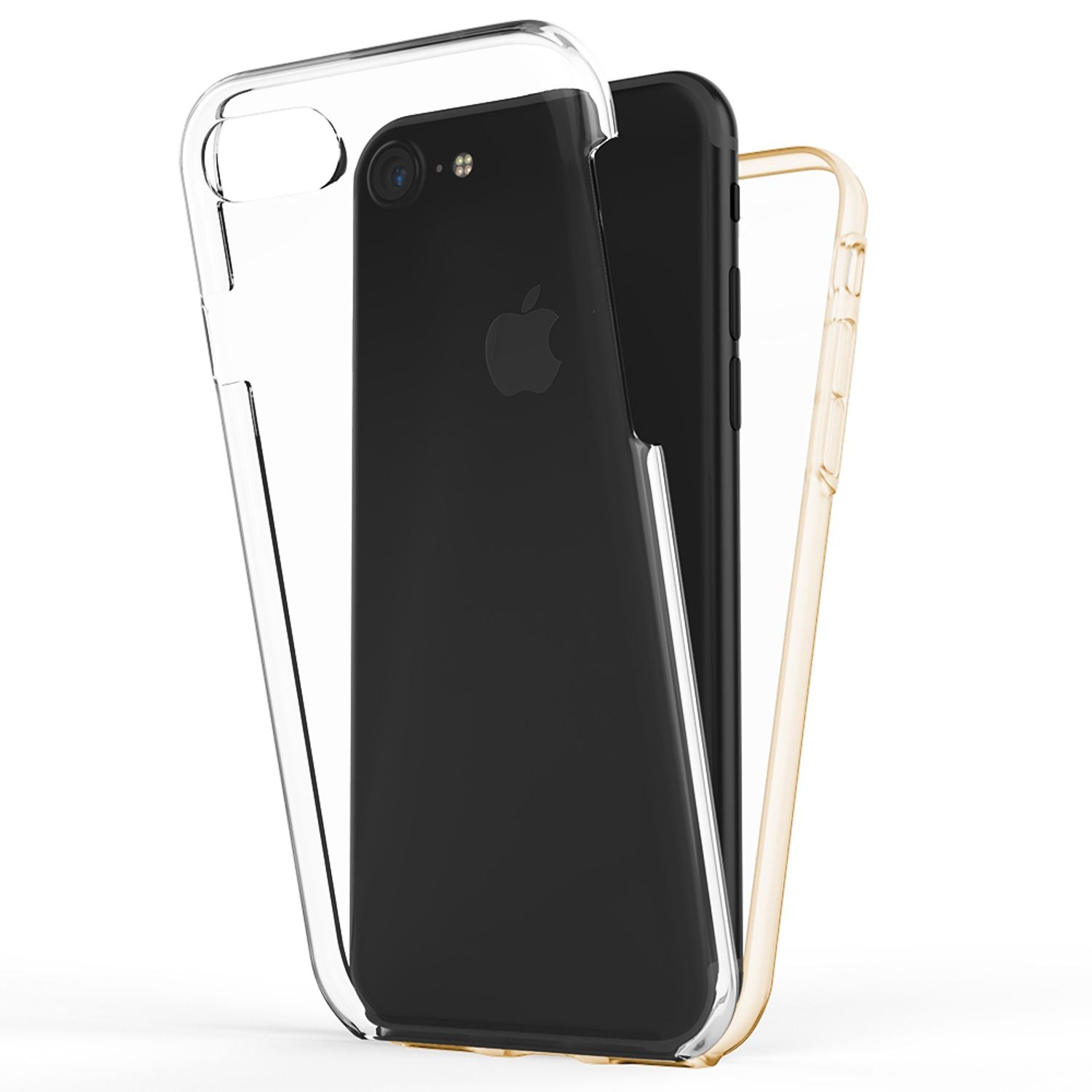 NALIA 360° Handy Hülle für iPhone SE 2022 / SE 2020 / 8 / 7, Case Cover Schutz Transparent NALIA Transparente Hülle