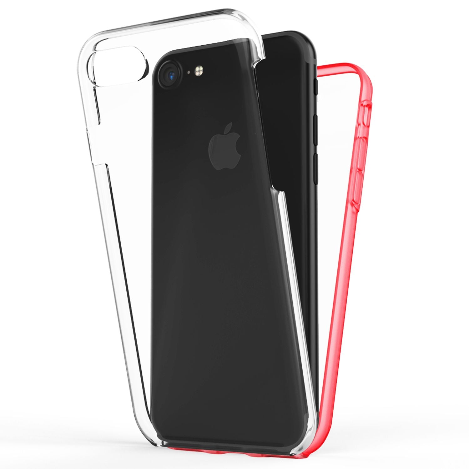 NALIA 360° Handy Hülle für iPhone SE 2022 / SE 2020 / 8 / 7, Case Cover Schutz Transparent NALIA Transparente Hülle