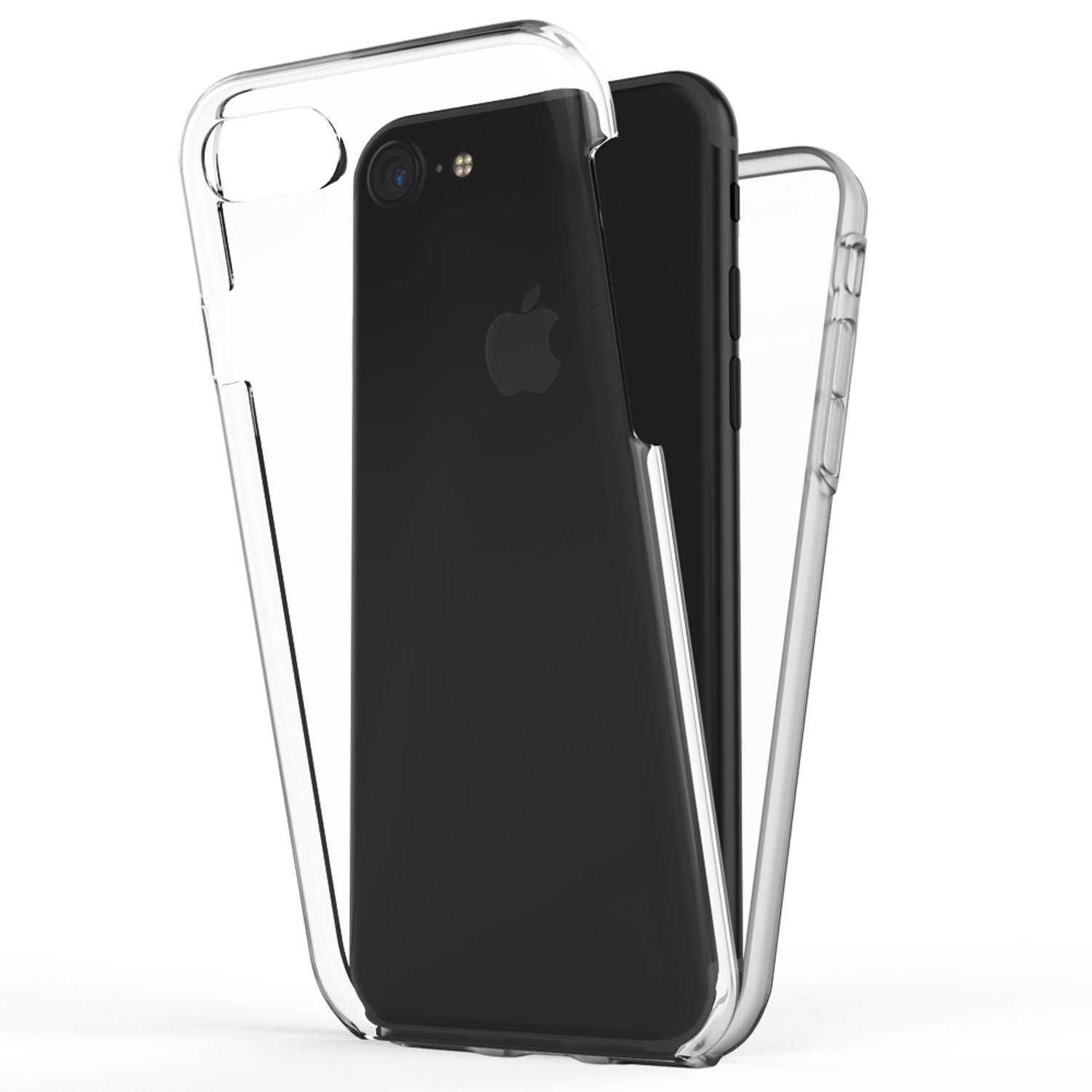 NALIA 360° Handy Hülle für iPhone SE 2022 / SE 2020 / 8 / 7, Case Cover Schutz Transparent NALIA Transparente Hülle