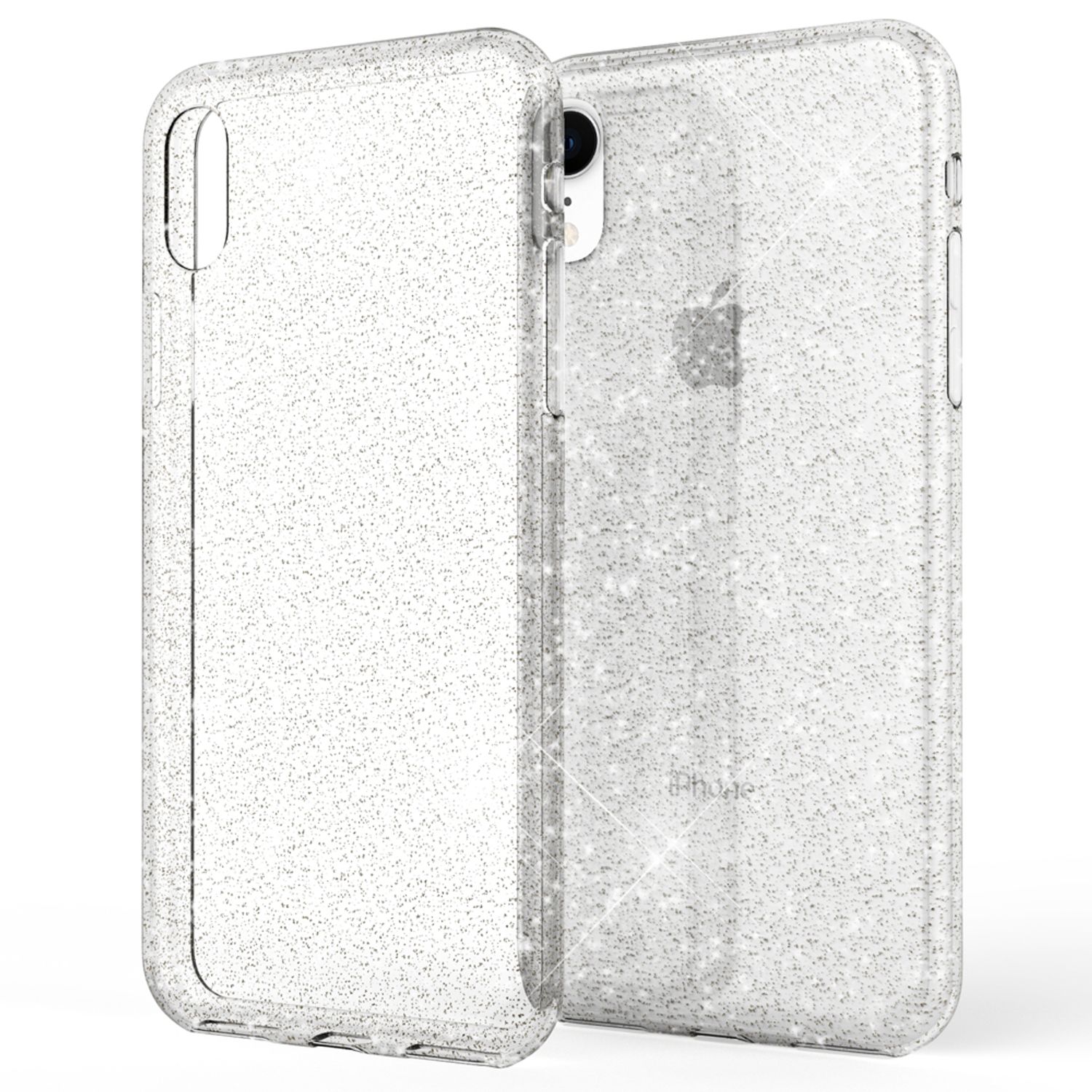 NALIA Handyhülle für iPhone XR, Glitzer Slim Silikon-Case Cover Etui Schutzhülle
