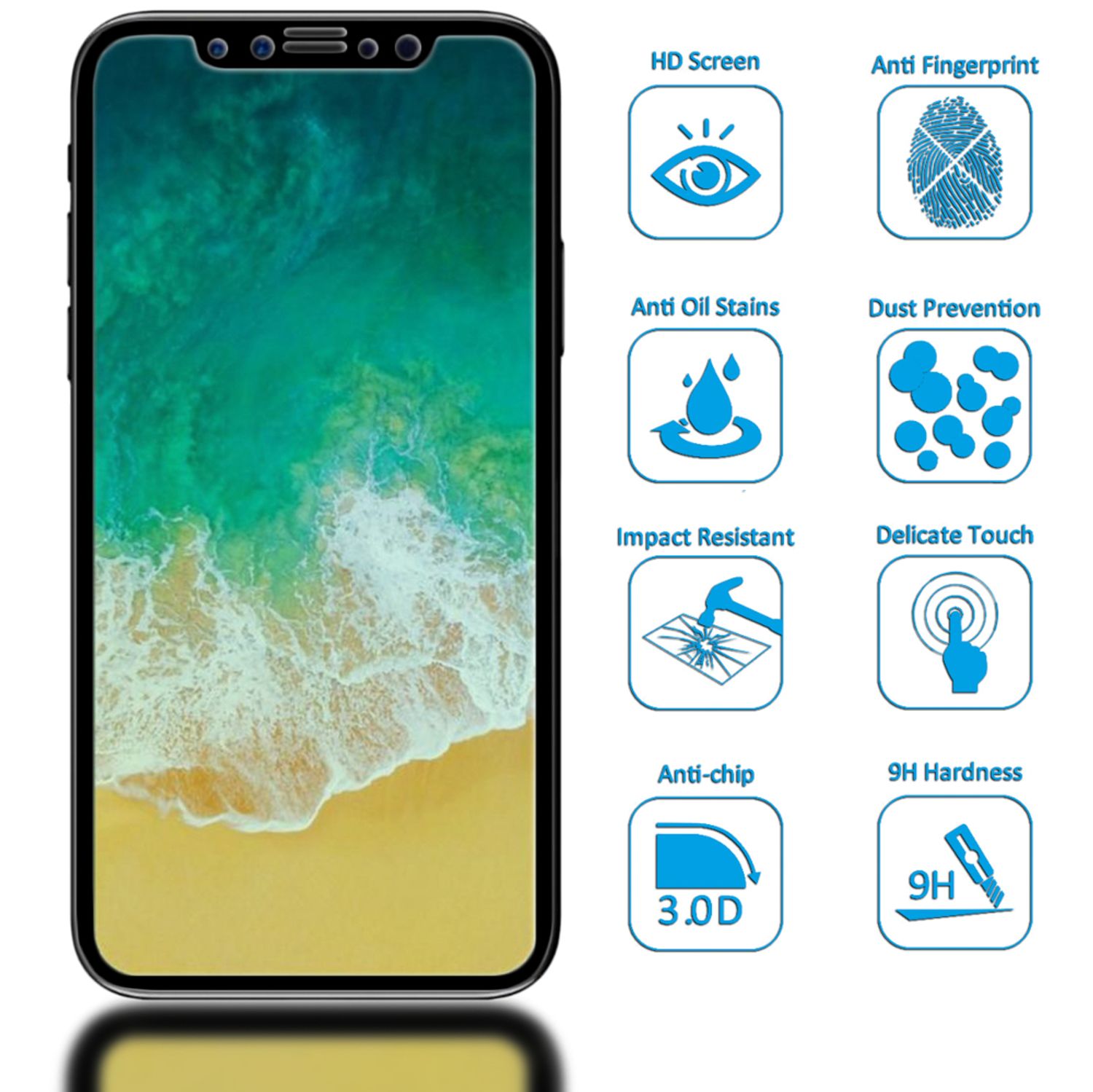 NALIA Schutzglas für iPhone 11 Pro / iPhone X XS, Full Display Screen Schutz Schwarz NALIA GlasSchutz