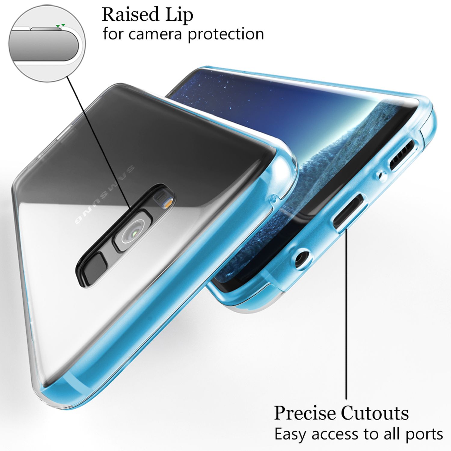 NALIA 360 Grad Handy Hülle für Samsung Galaxy S8, Full Cover Silikon Bumper Etui Schwarz NALIA Transparente Hülle
