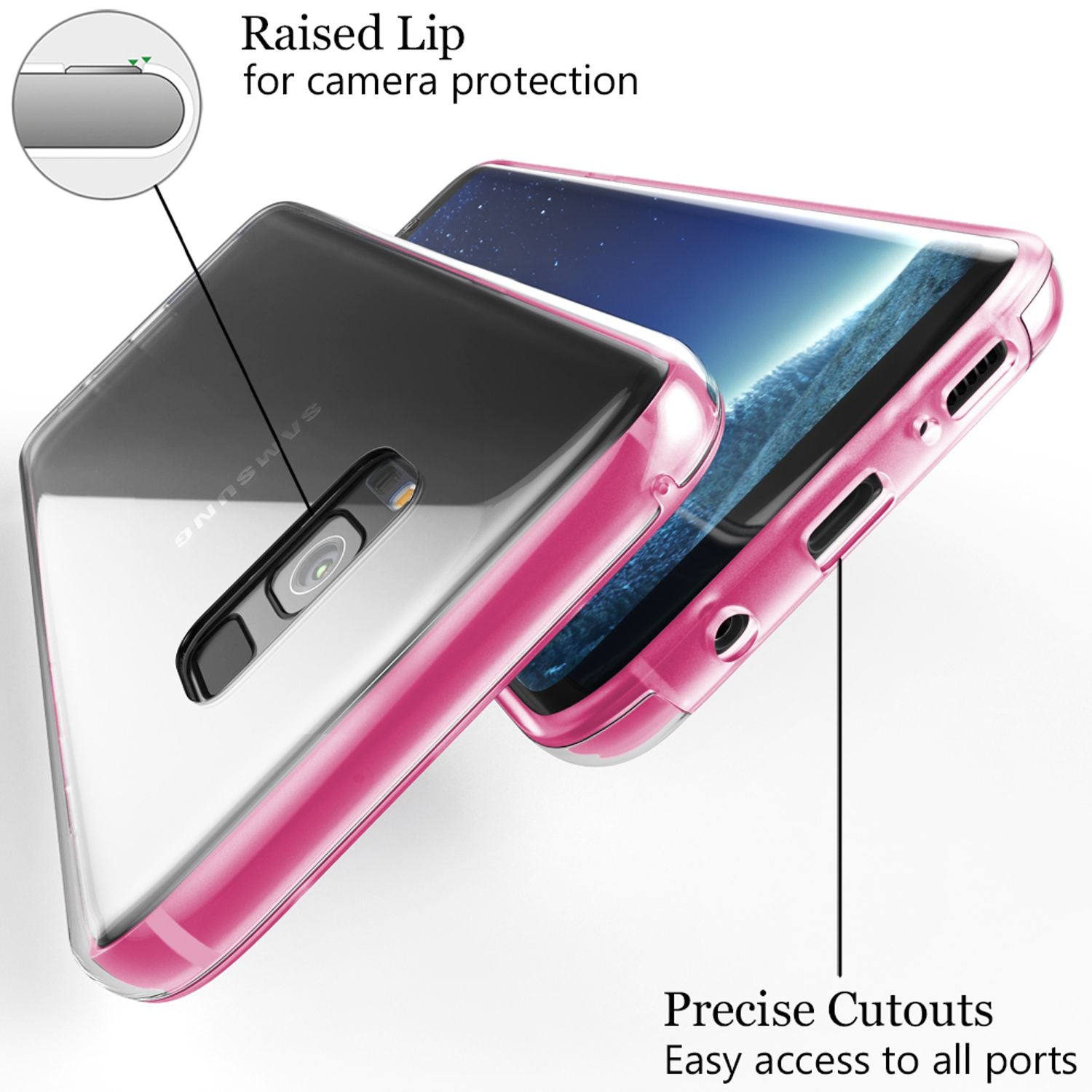 NALIA 360 Grad Handy Hülle für Samsung Galaxy S8, Full Cover Silikon Bumper Etui Schwarz NALIA Transparente Hülle