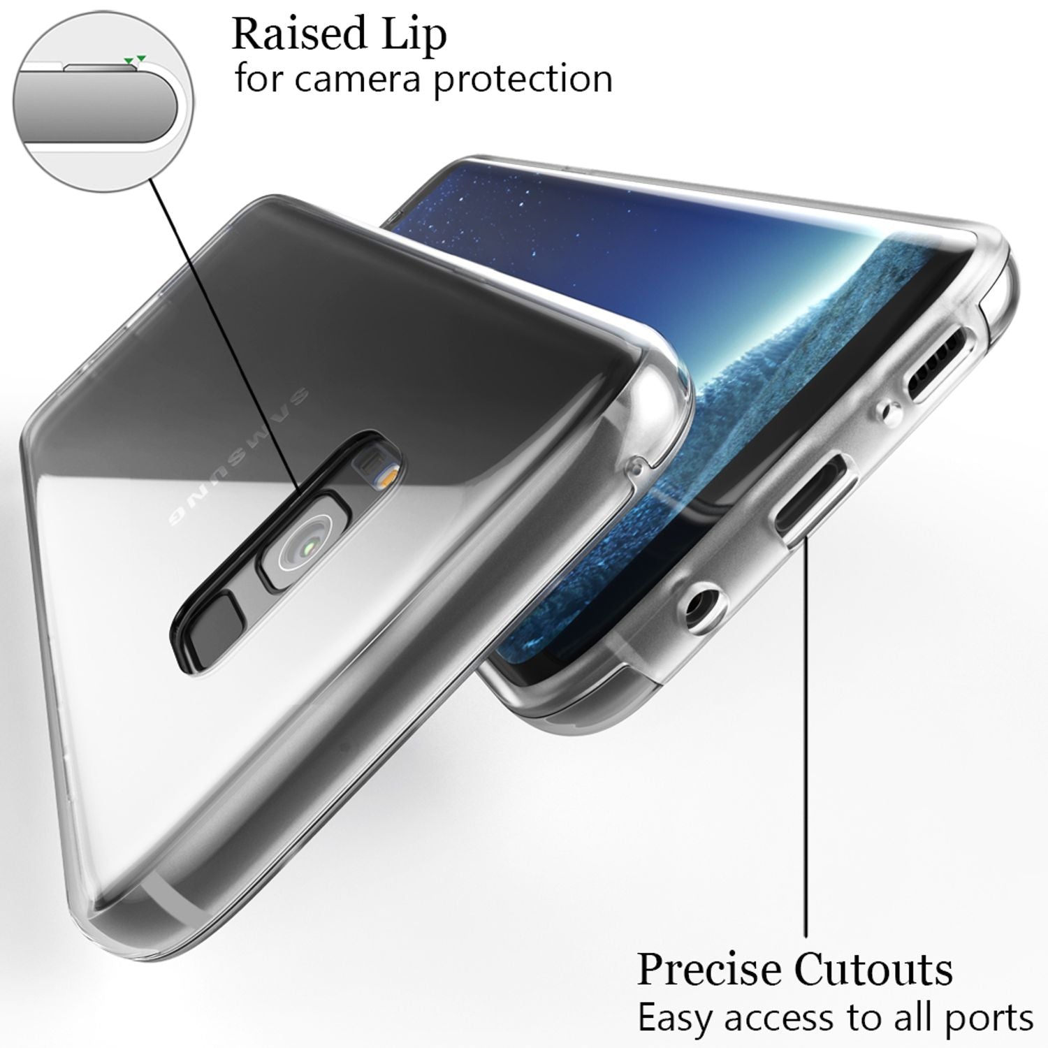 NALIA 360 Grad Handy Hülle für Samsung Galaxy S8, Full Cover Silikon Bumper Etui Transparent NALIA Transparente Hülle