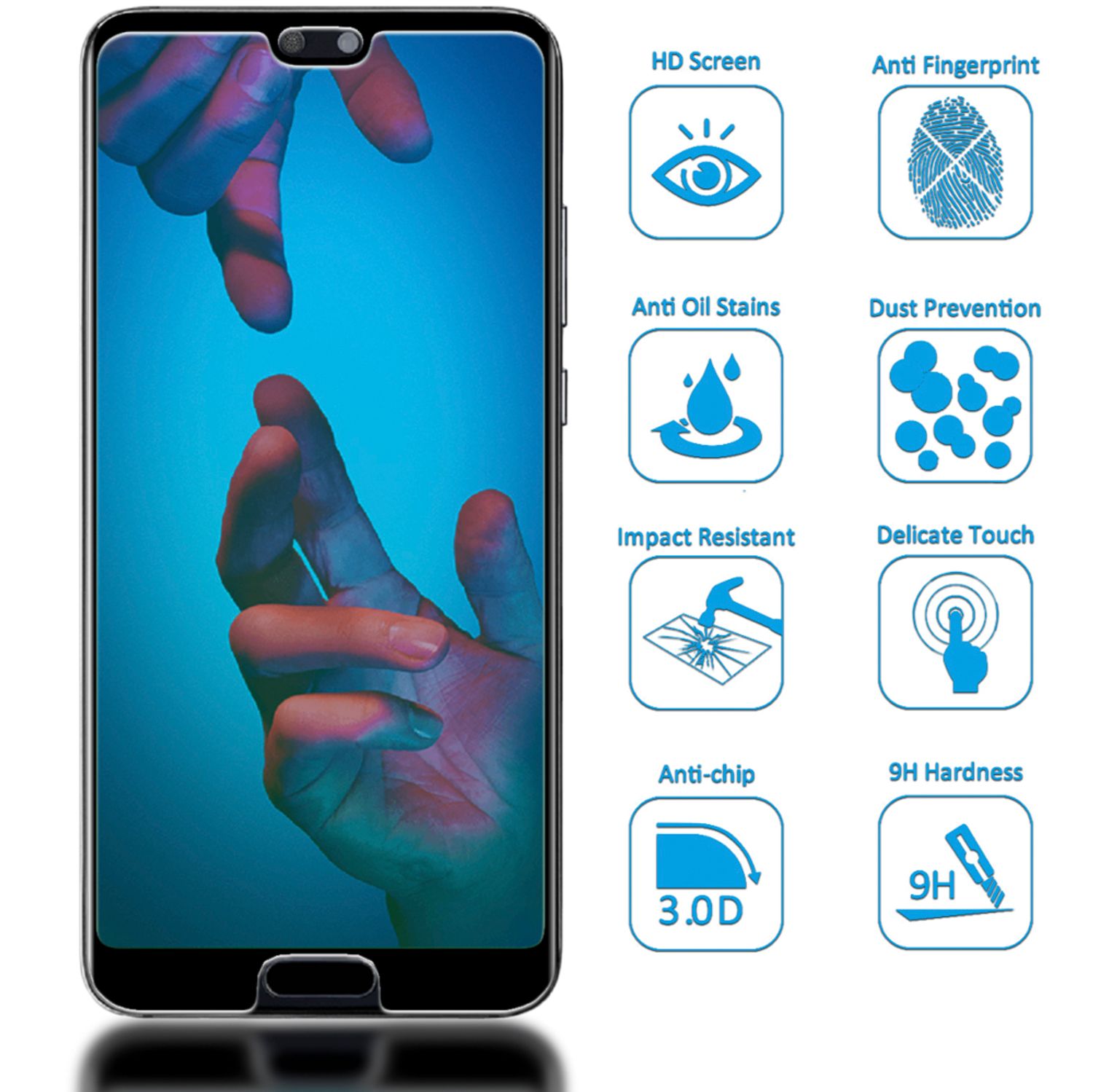 NALIA Schutzglas für Huawei P20 Pro, 9H Full Cover Displayschutz Tempered Glass