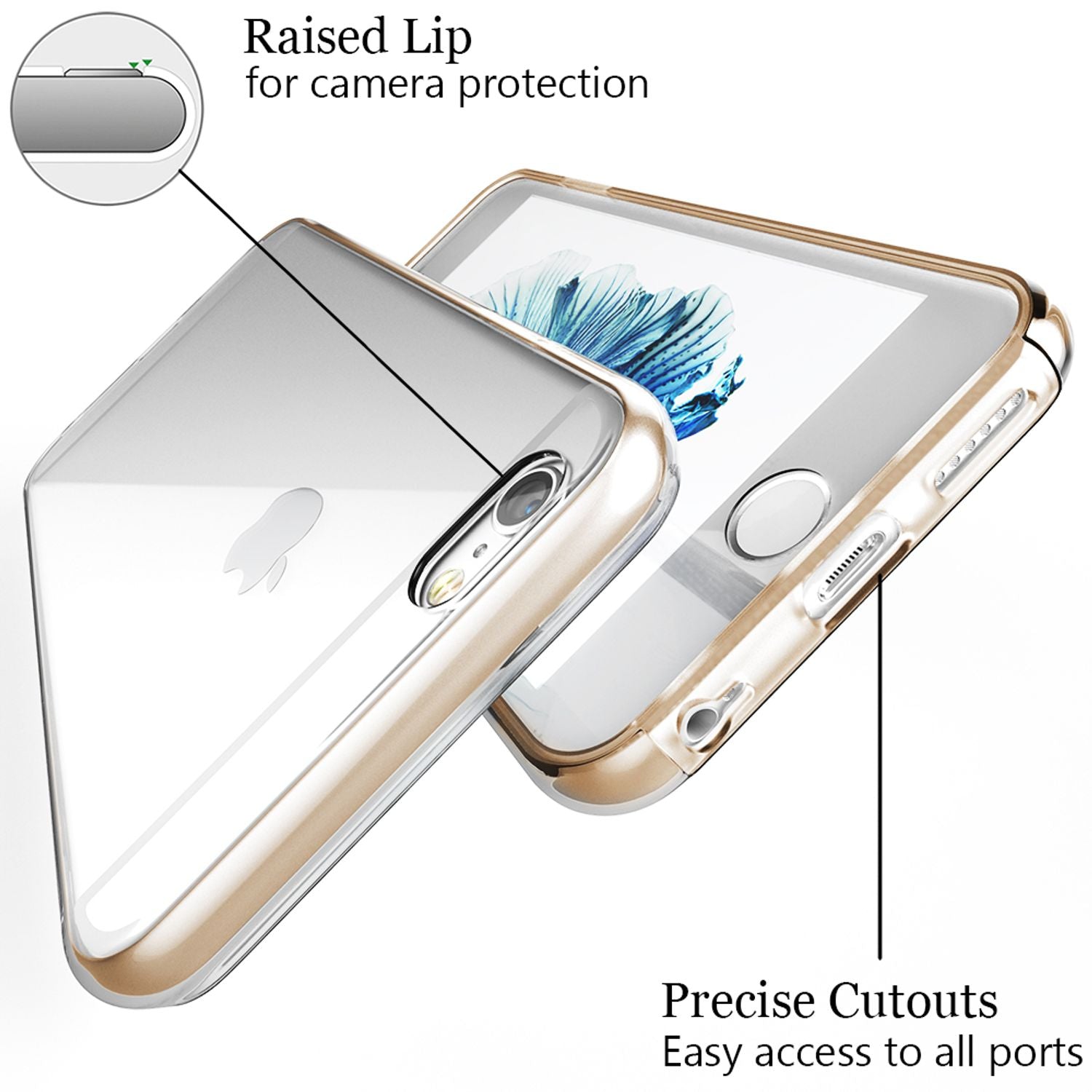 NALIA 360 Grad Handy Hülle für Apple iPhone 6 Plus 6S Plus, Full Cover Case Etui Transparent NALIA Transparente Hülle