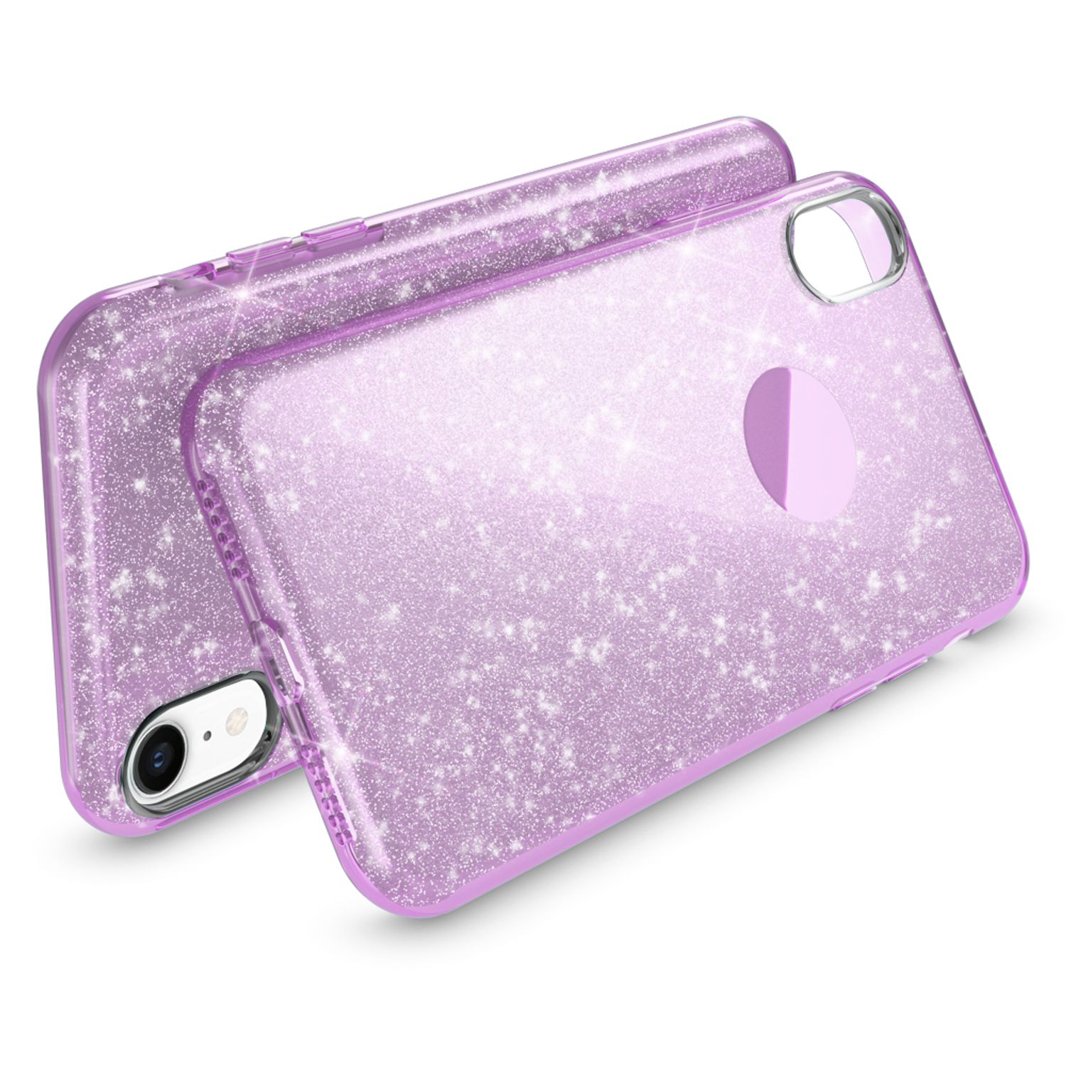NALIA Hülle für iPhone XR, Handyhülle Glitzer Ultra-Slim Silikon-Case Back-Cover Lila NALIA Protective Hülle