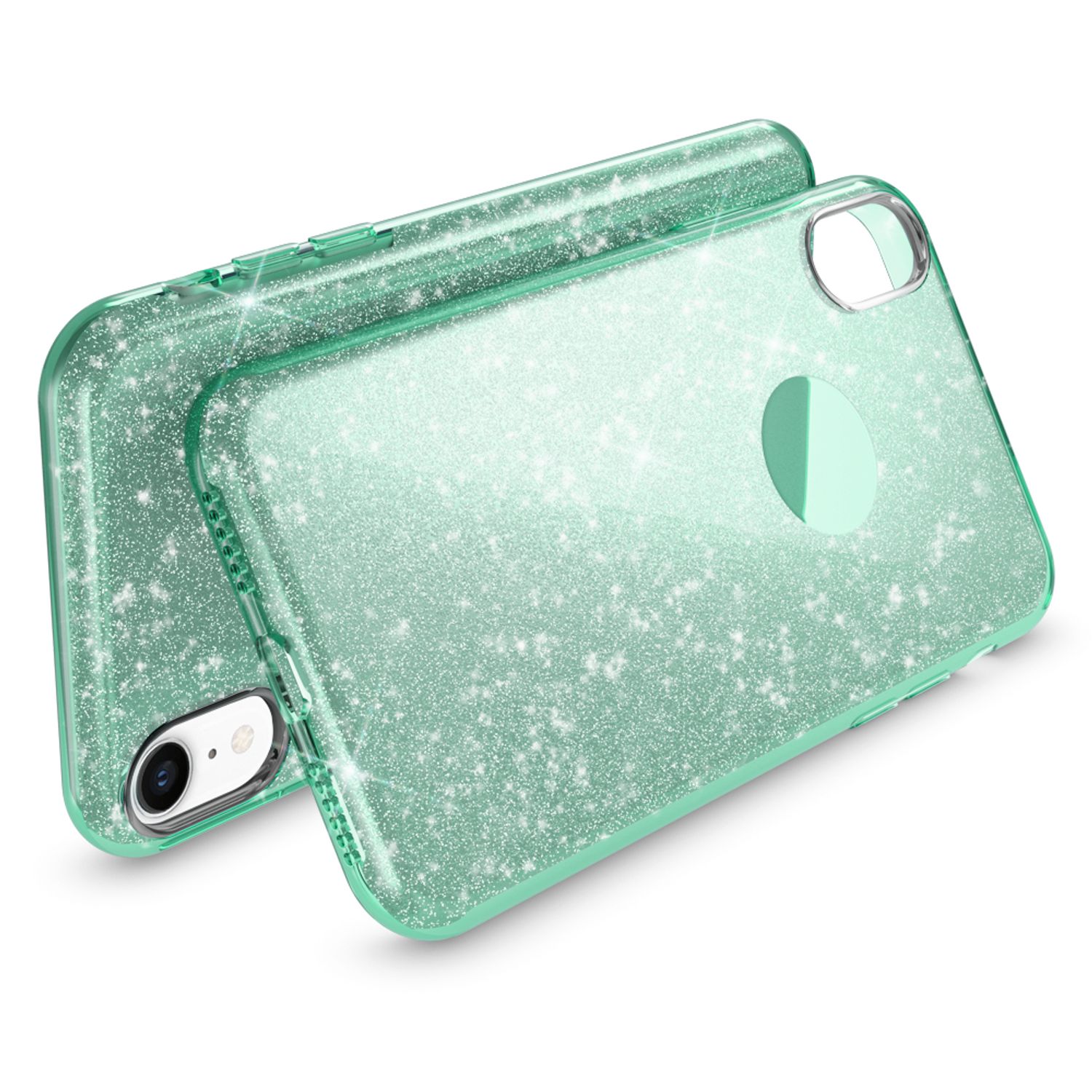 NALIA Hülle für iPhone XR, Handyhülle Glitzer Ultra-Slim Silikon-Case Back-Cover Mint-Grün NALIA Protective Hülle