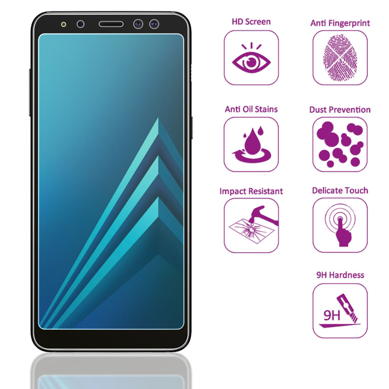 NALIA 2 Pack Display Schutzglas für Samsung Galaxy A8 (2018), Handy Glas Schutz Default Title NALIA