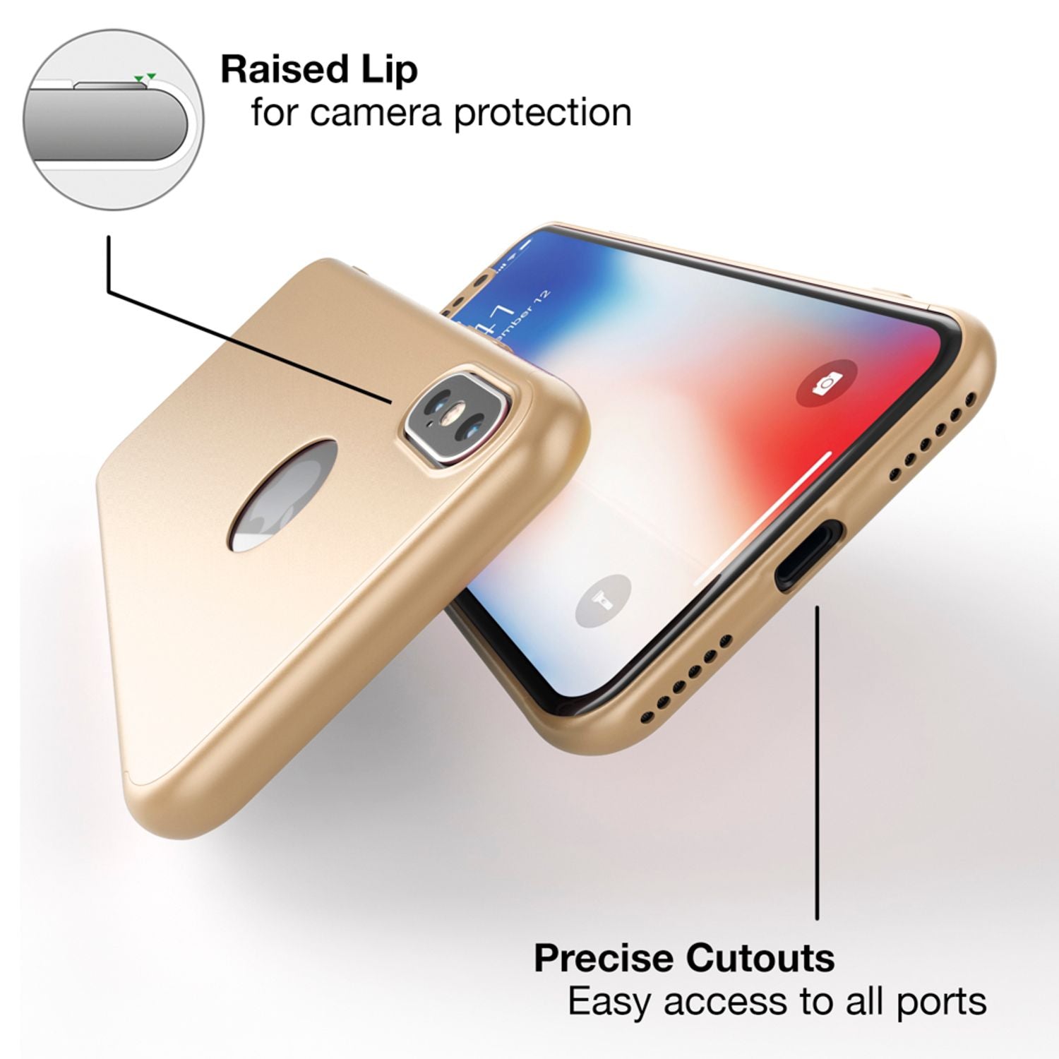 NALIA 360 Grad Hülle für iPhone X XS, Rundum Handy Cover Case mit Displayschutz Rot NALIA