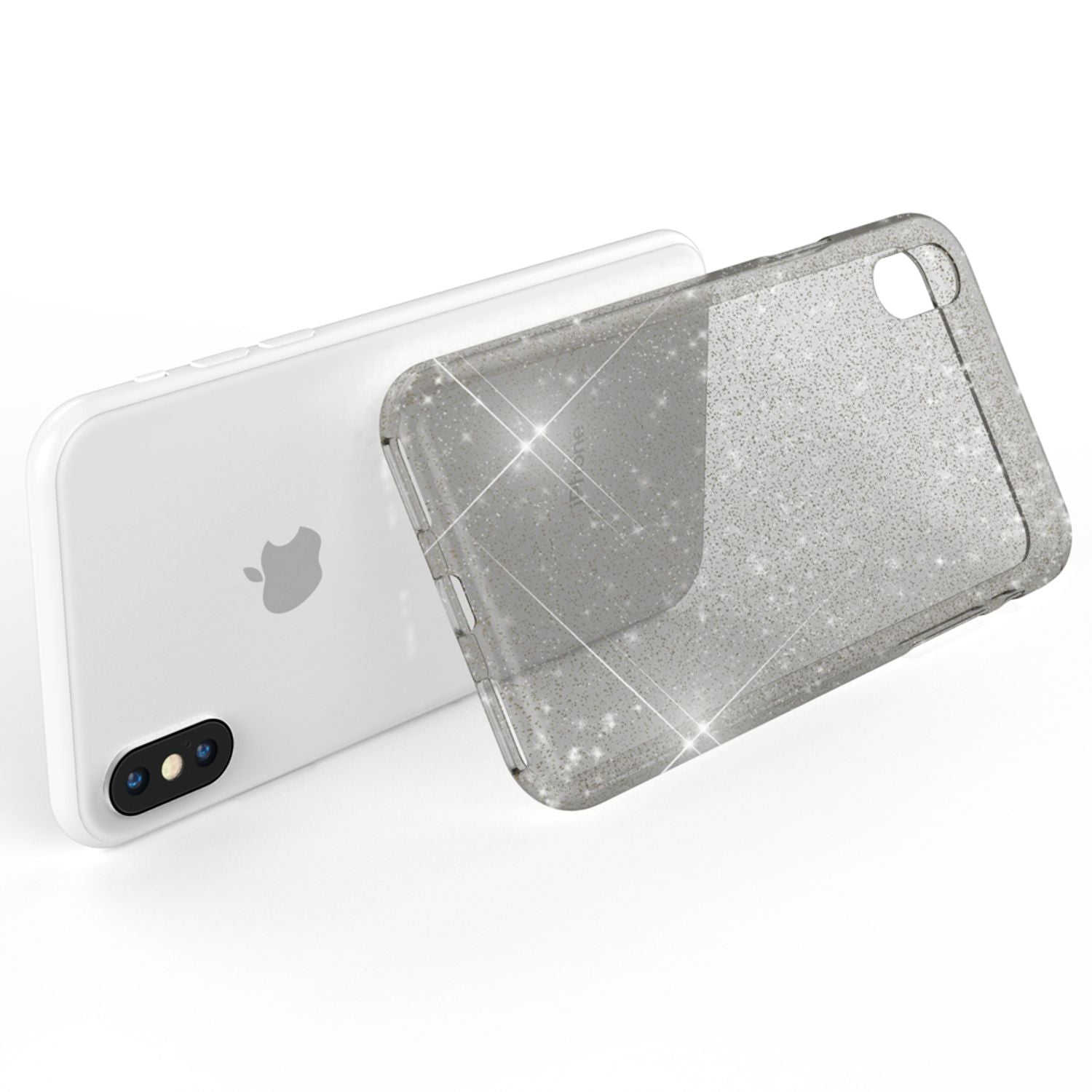 NALIA Handy Hülle für Apple iPhone X XS, Glitzer Case Cover Slim Silikon Bumper Transparent NALIA Transparente Hülle