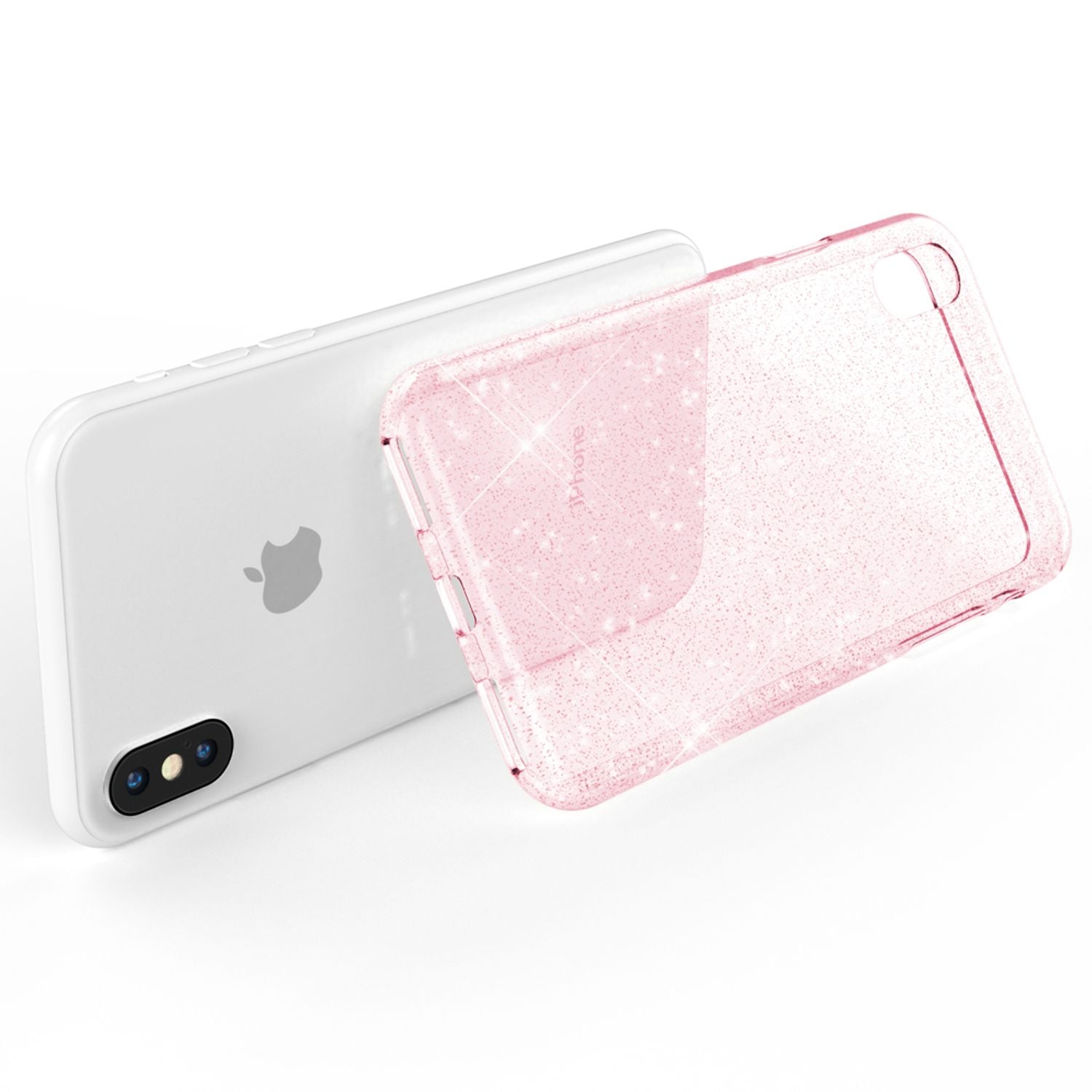 NALIA Handy Hülle für Apple iPhone X XS, Glitzer Case Cover Slim Silikon Bumper Transparent NALIA Transparente Hülle