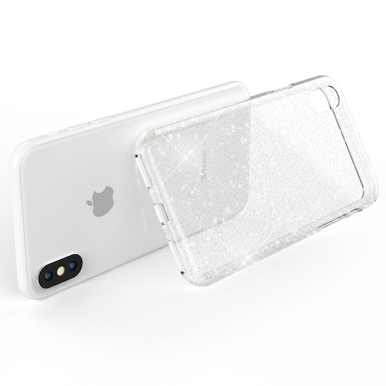 NALIA Handy Hülle für Apple iPhone X XS, Glitzer Case Cover Slim Silikon Bumper Transparent NALIA Transparente Hülle