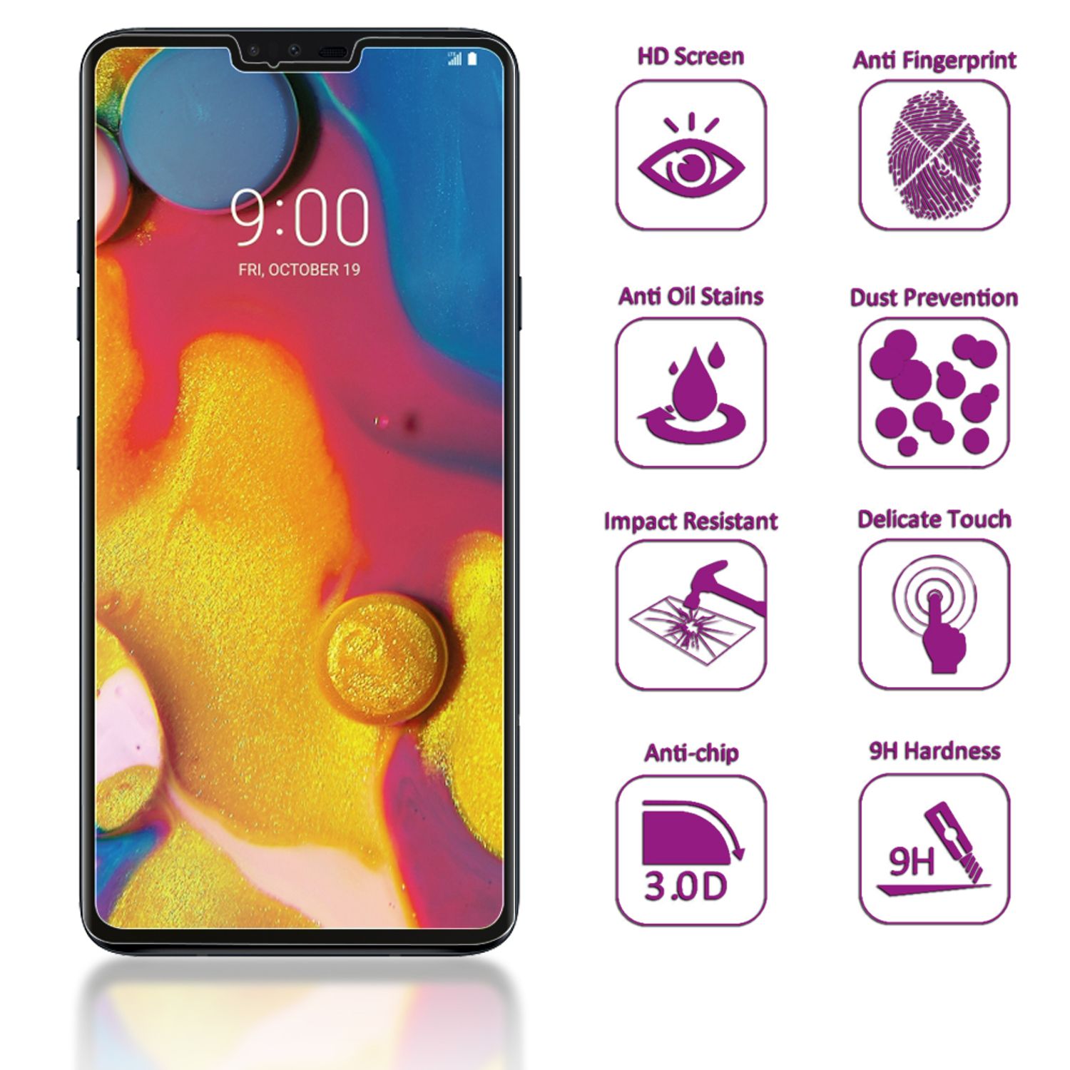 NALIA Schutzglas für LG V40 ThinQ, 3D Full Cover Displayschutz Handy Glas Folie