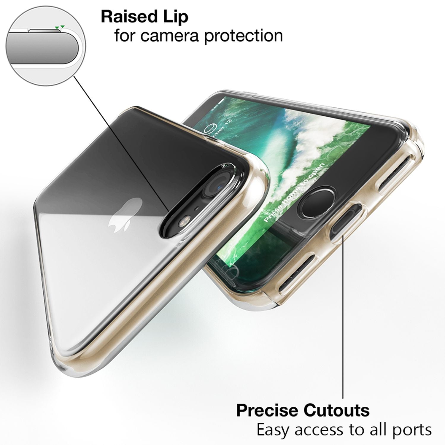 NALIA 360° Handy Hülle für iPhone SE 2022 / SE 2020 / 8 / 7, Case Cover Schutz Transparent NALIA Transparente Hülle