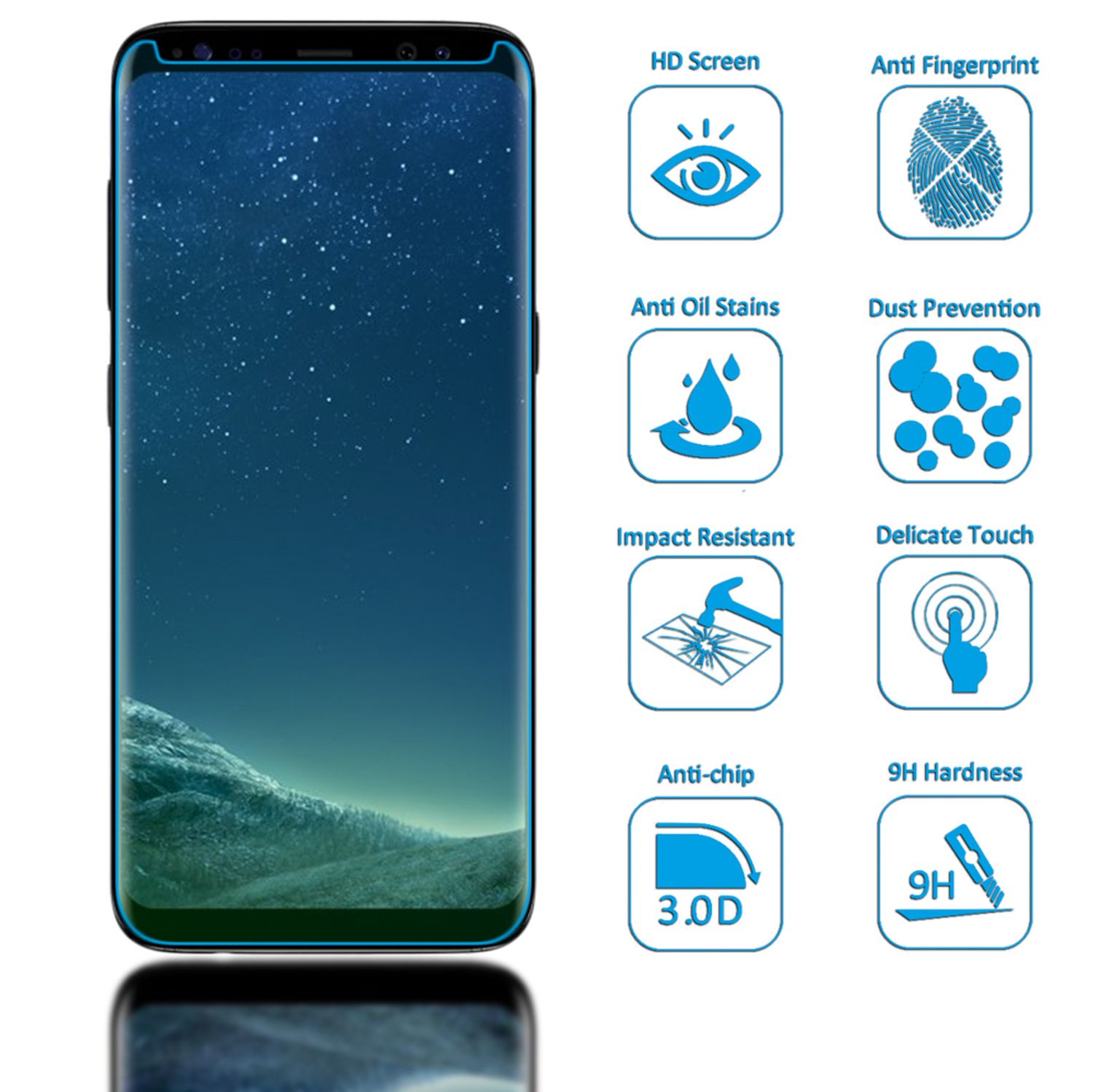 NALIA Schutzglas für Samsung Galaxy S8 Plus, 9H Full Cover Displayschutz Glass Default Title NALIA