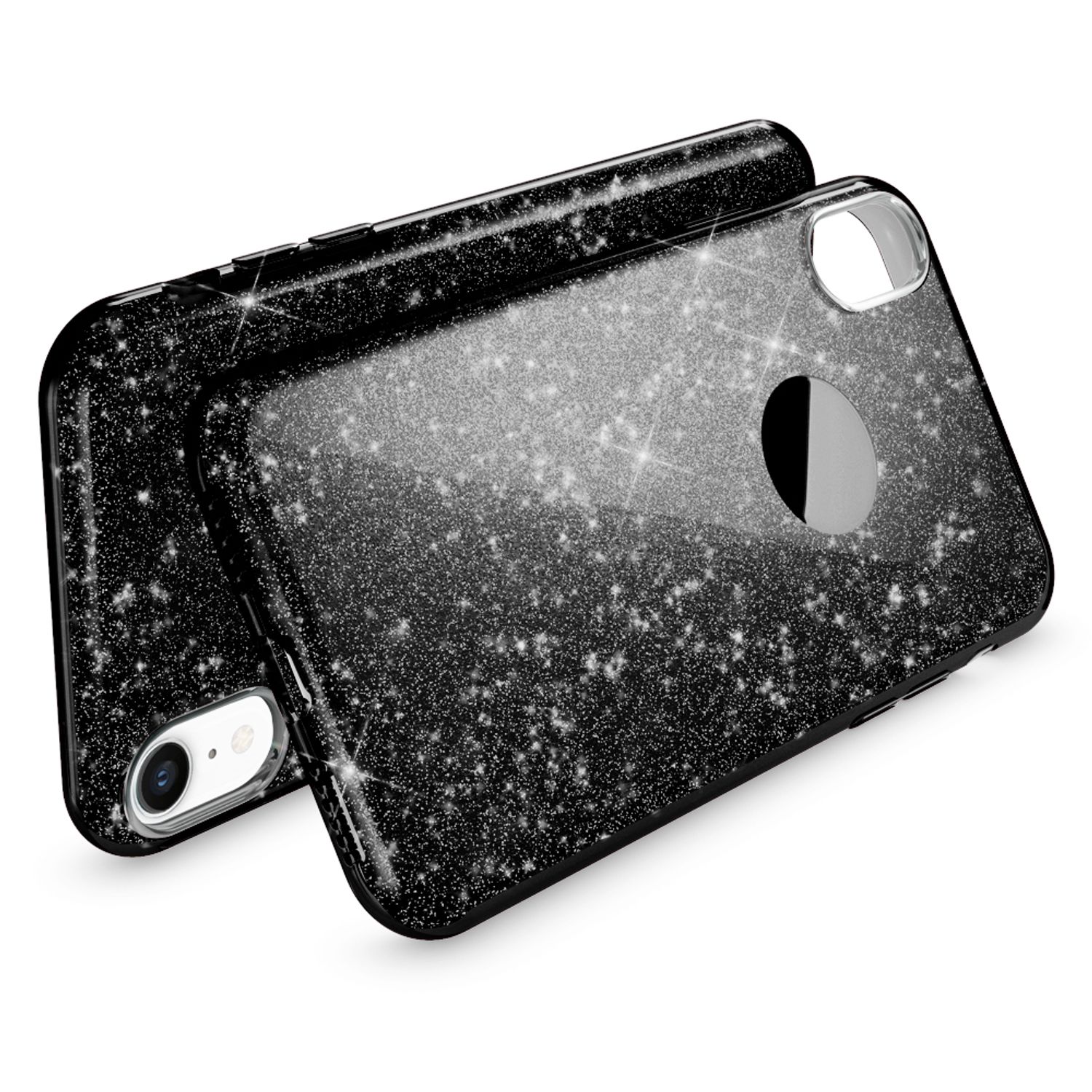 NALIA Hülle für iPhone XR, Handyhülle Glitzer Ultra-Slim Silikon-Case Back-Cover Schwarz NALIA Protective Hülle