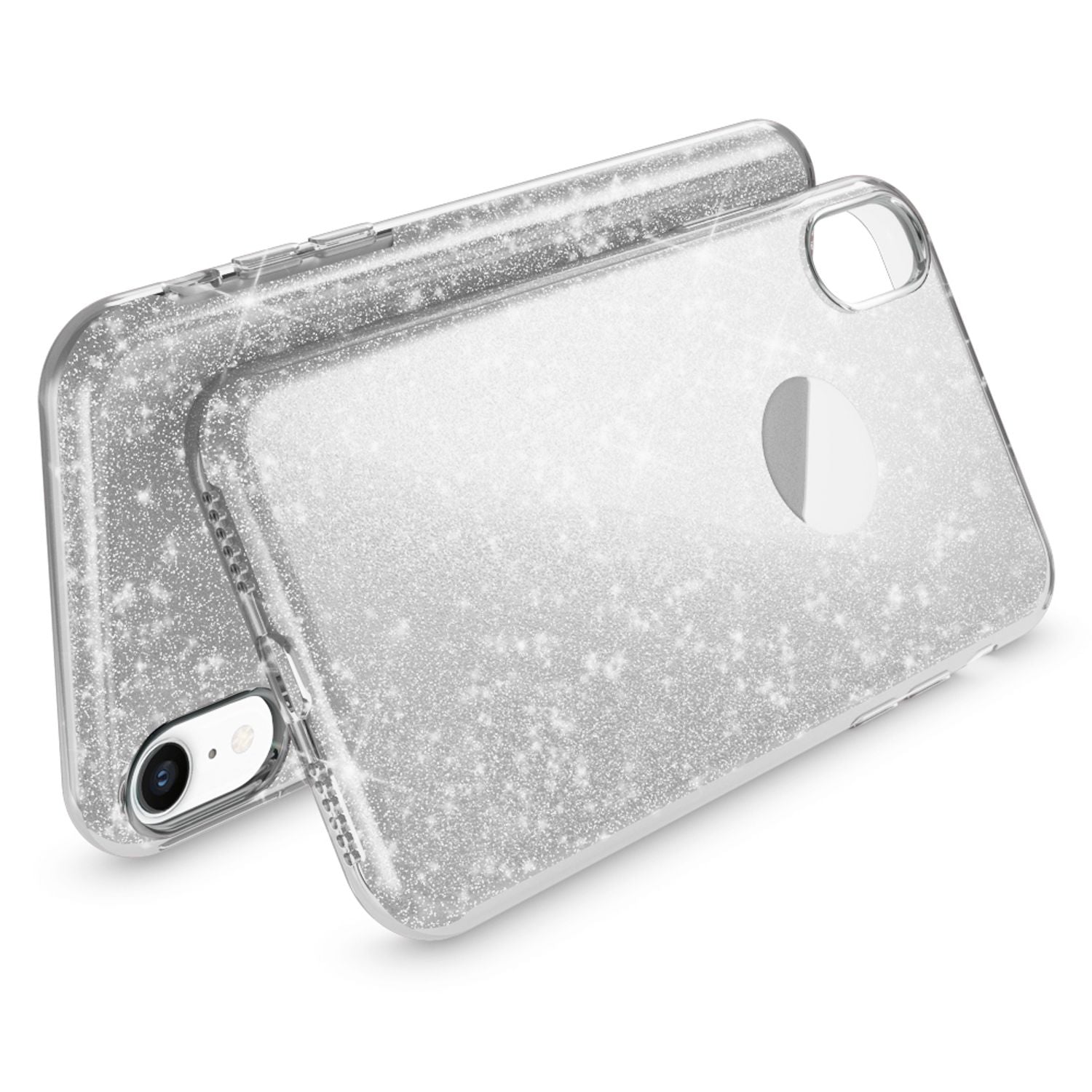 NALIA Hülle für iPhone XR, Handyhülle Glitzer Ultra-Slim Silikon-Case Back-Cover Silber NALIA Protective Hülle
